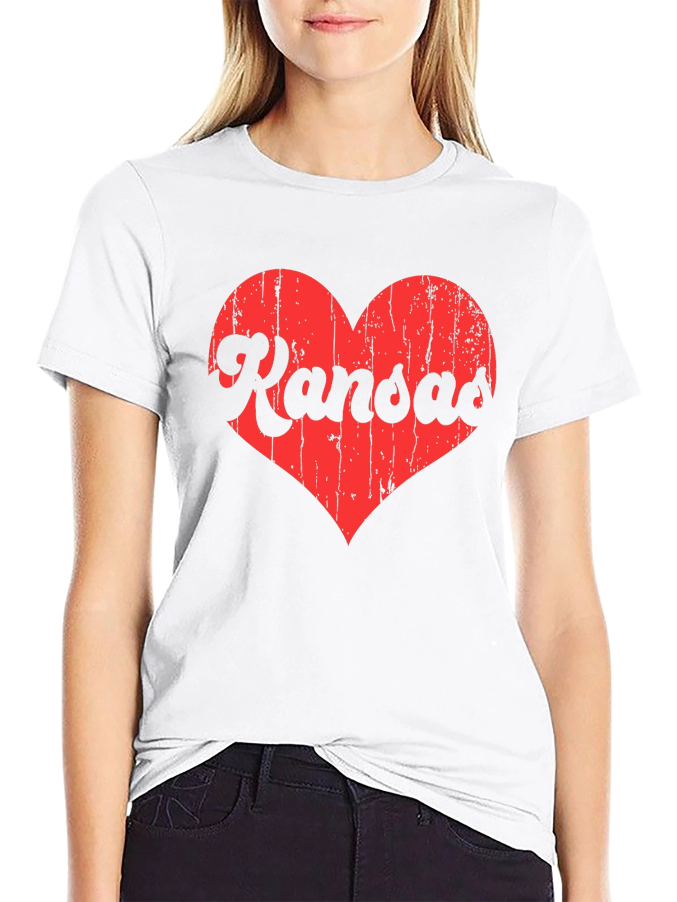 Kansas Love Heart Distressed Graphic Tee