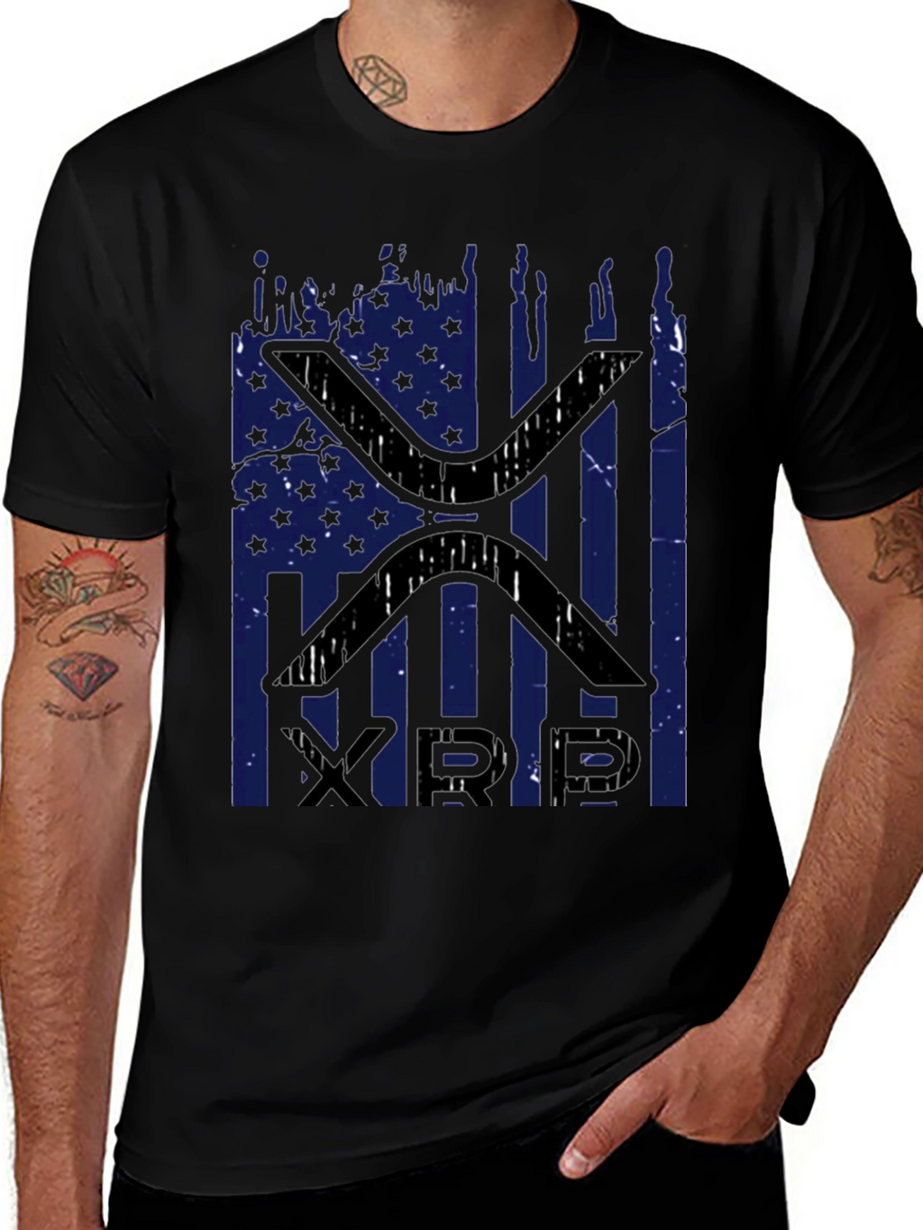 XRP Distressed American Flag Graphic T-Shirt