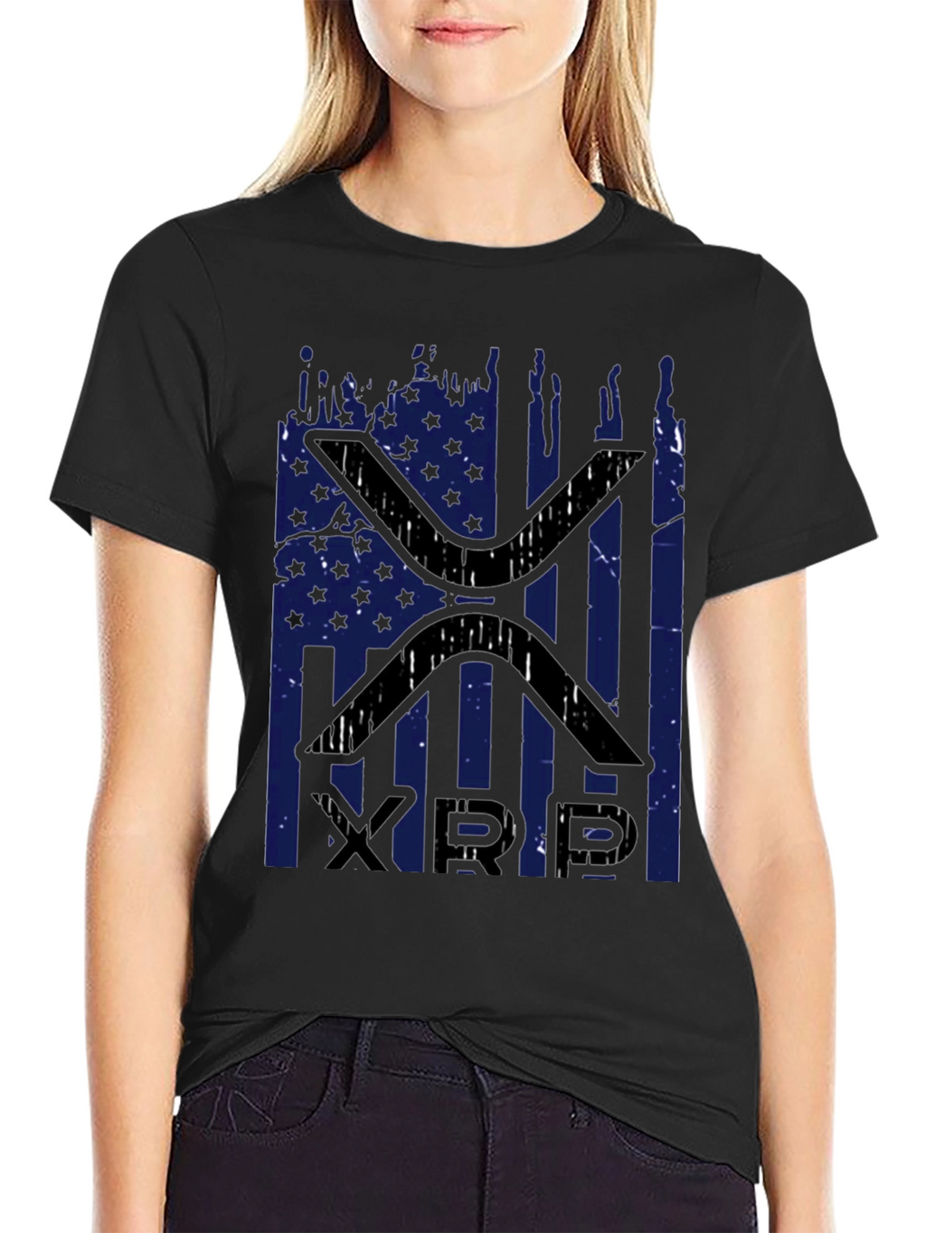 XRP Distressed American Flag Graphic T-Shirt