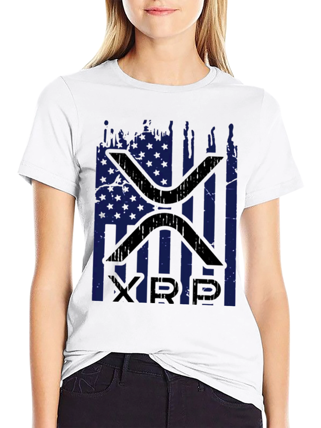 XRP Distressed American Flag Graphic T-Shirt