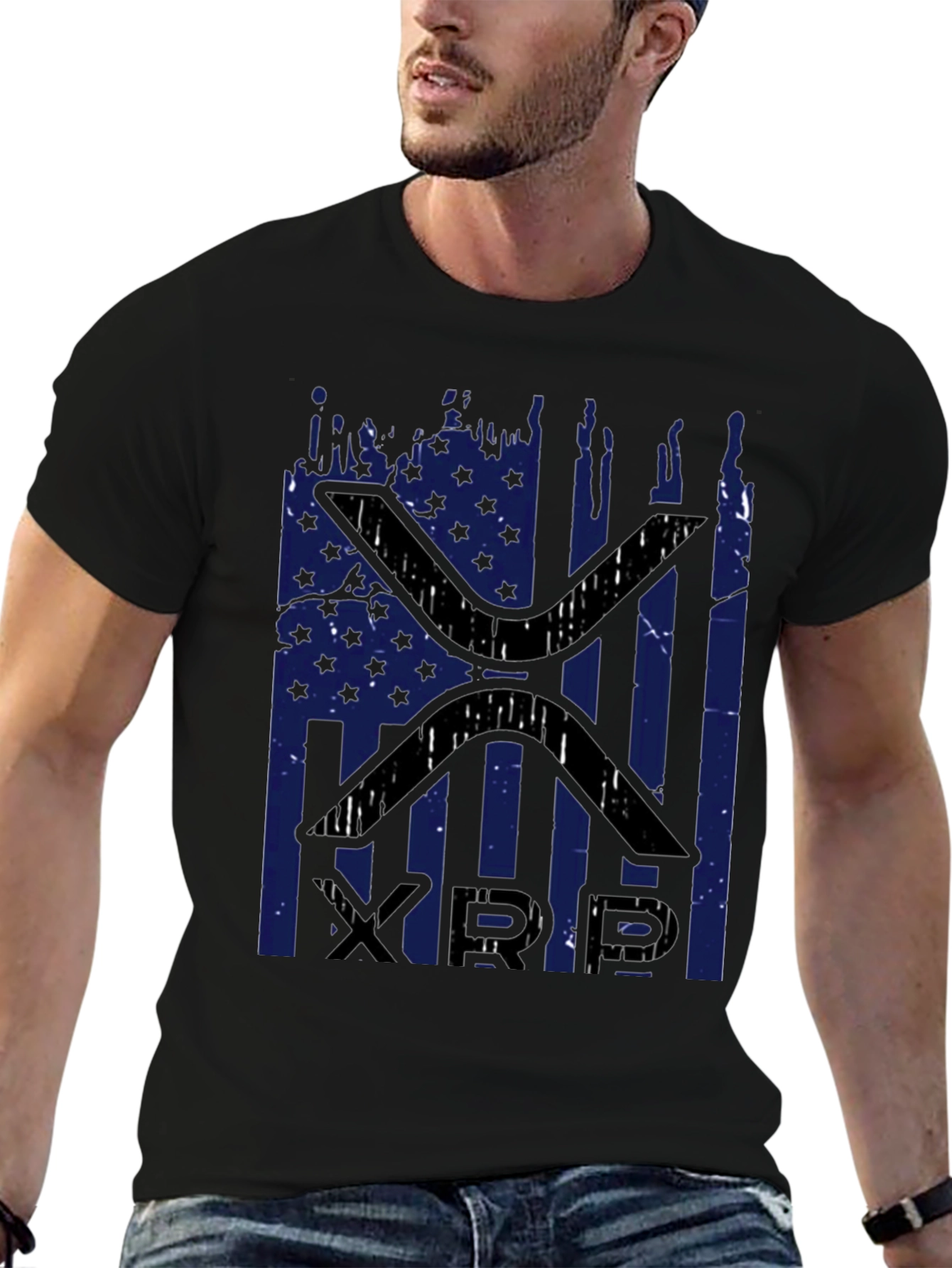 XRP Distressed American Flag Graphic T-Shirt