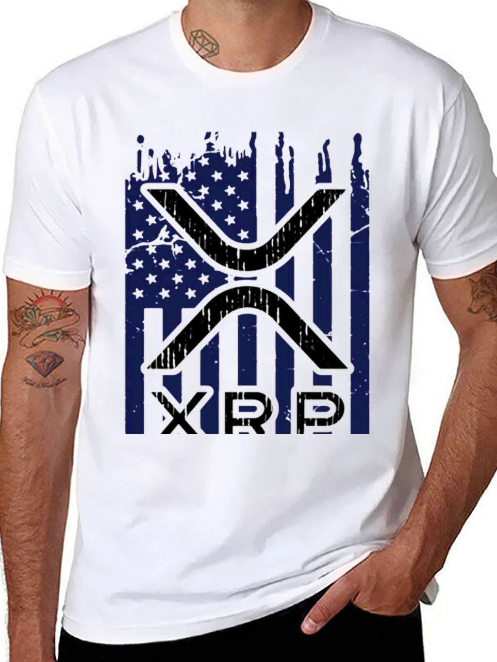 XRP Distressed American Flag Graphic T-Shirt