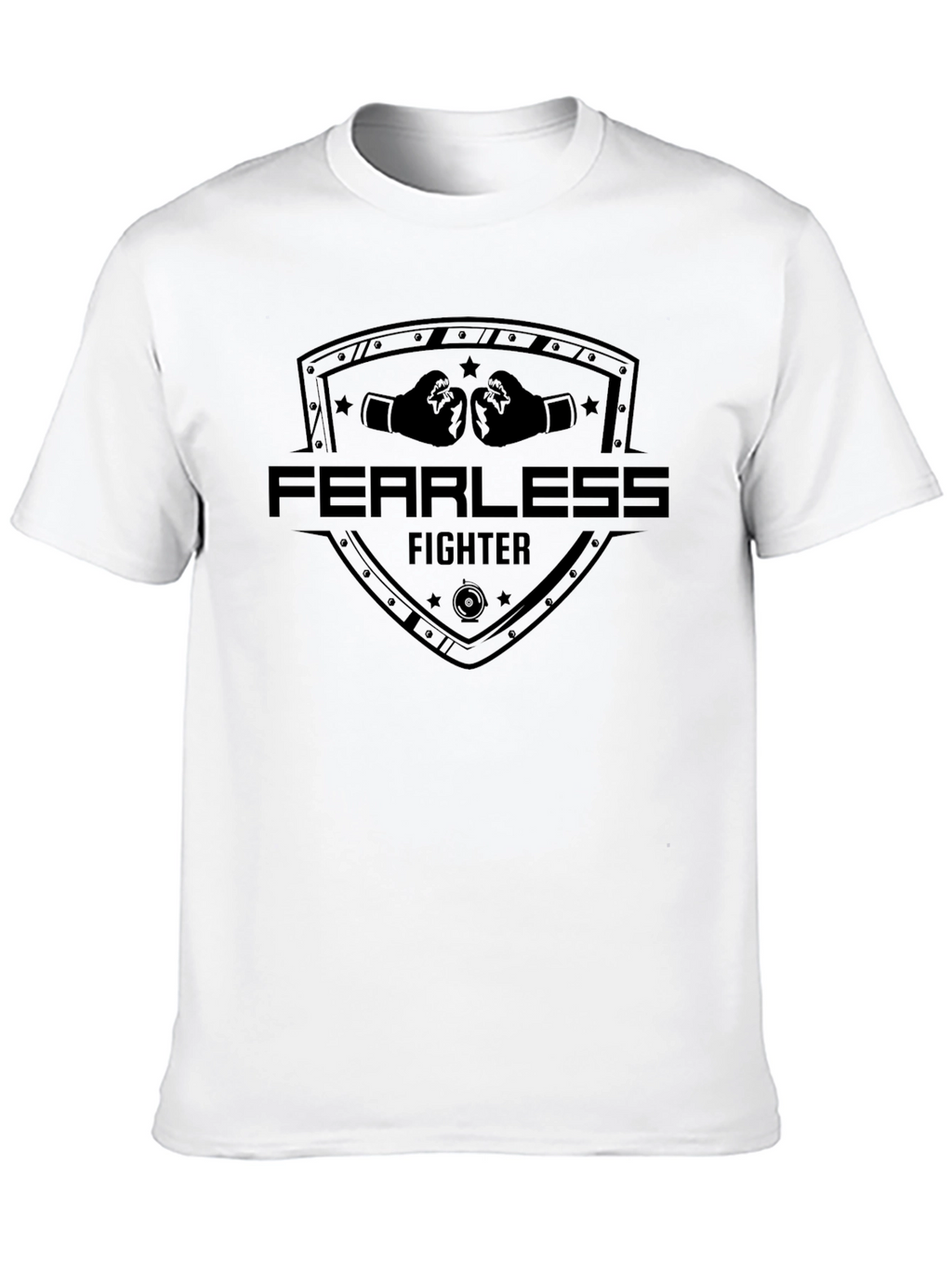 Fearless Fighter Graphic Tee - Boxing Shield Design