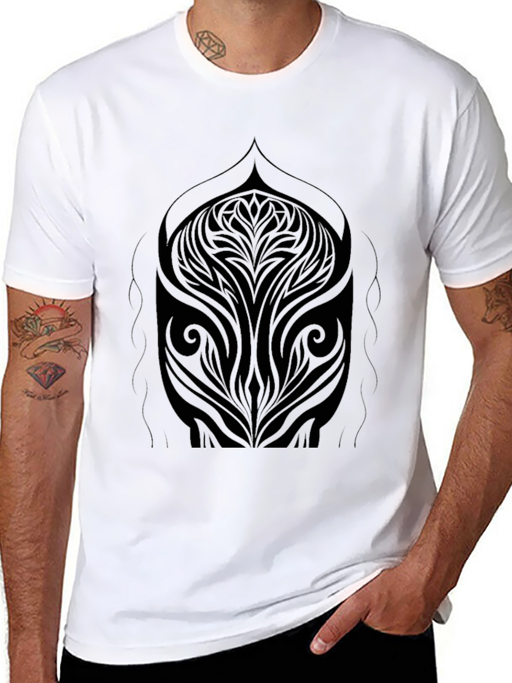 Abstract Tribal Art Black T-Shirt