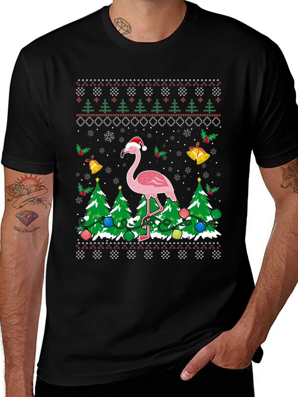 Flamingo Christmas Sweater T-Shirt