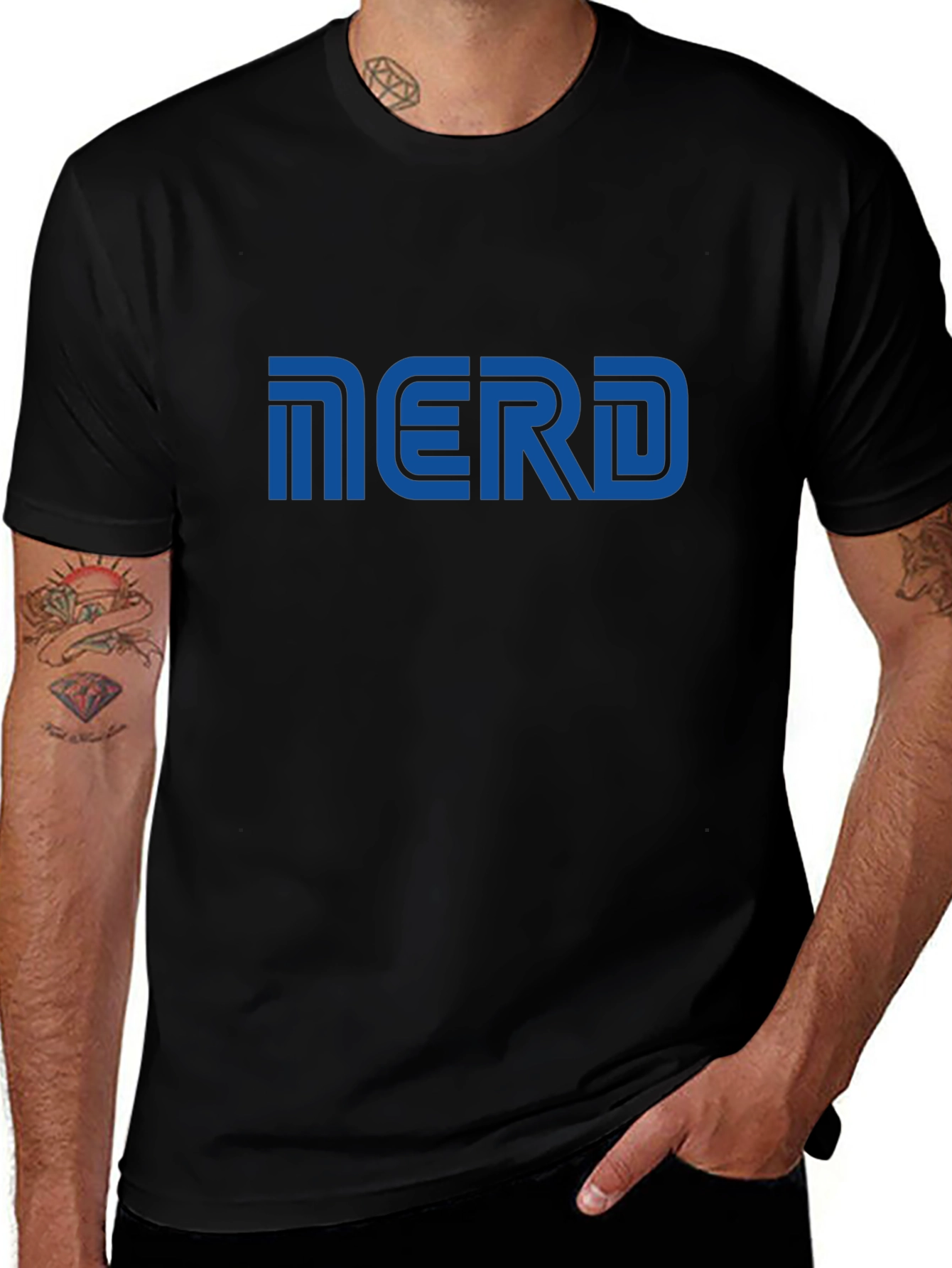 Nerd Graphic T-Shirt - Blue Print on Black
