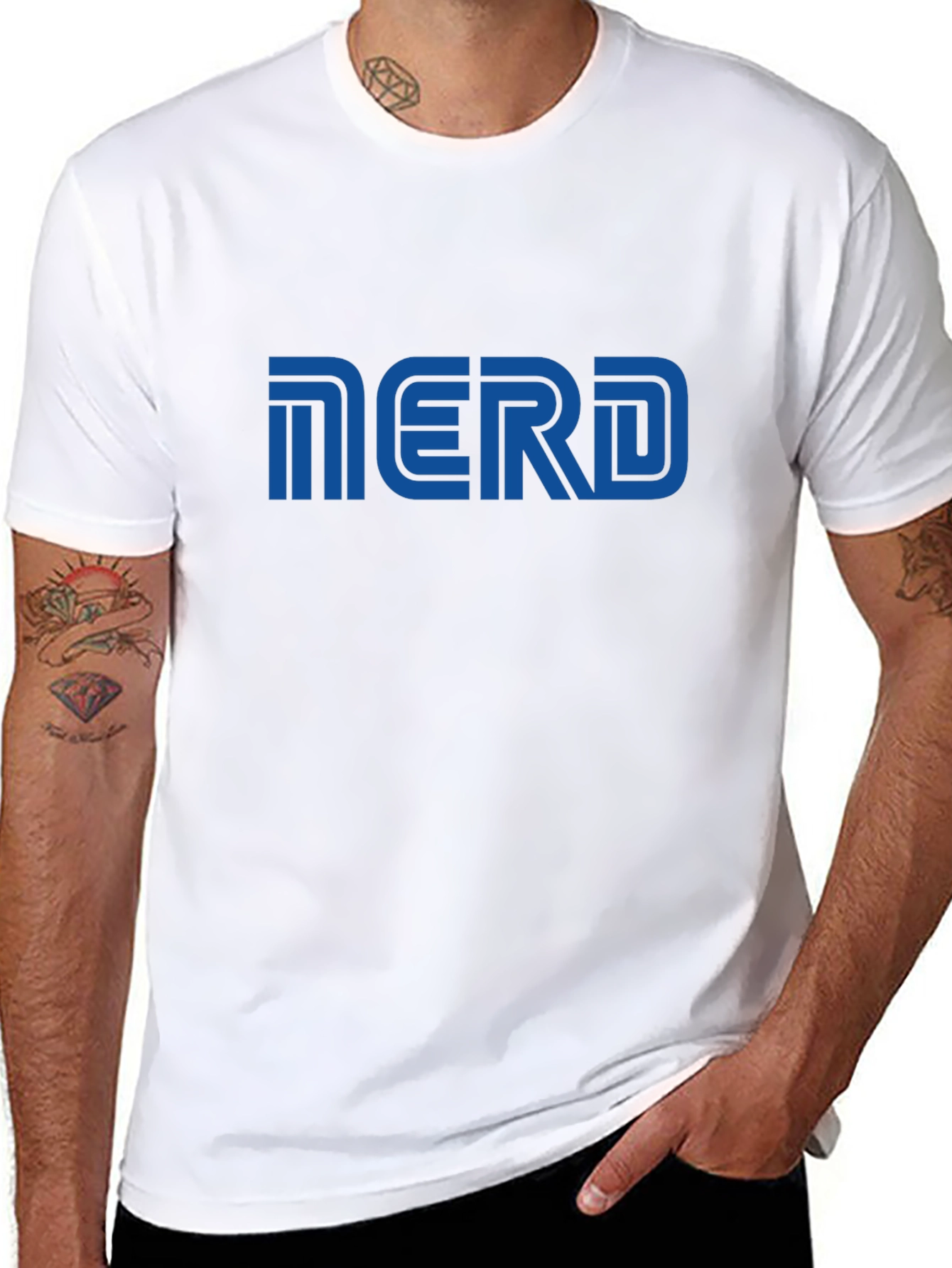 Nerd Graphic T-Shirt - Blue Print on Black