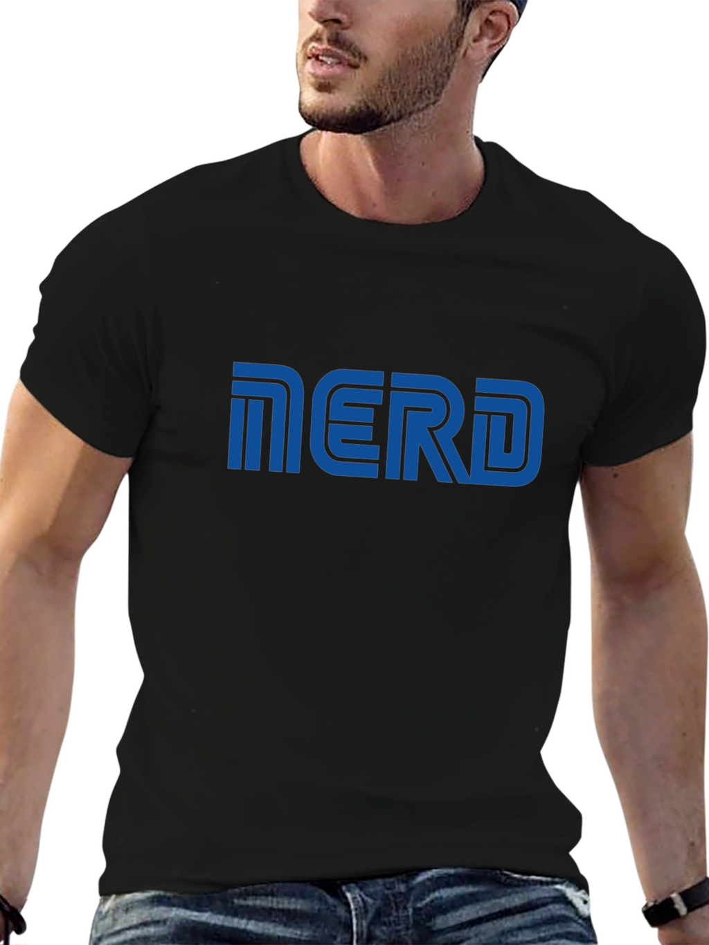 Nerd Graphic T-Shirt - Blue Print on Black
