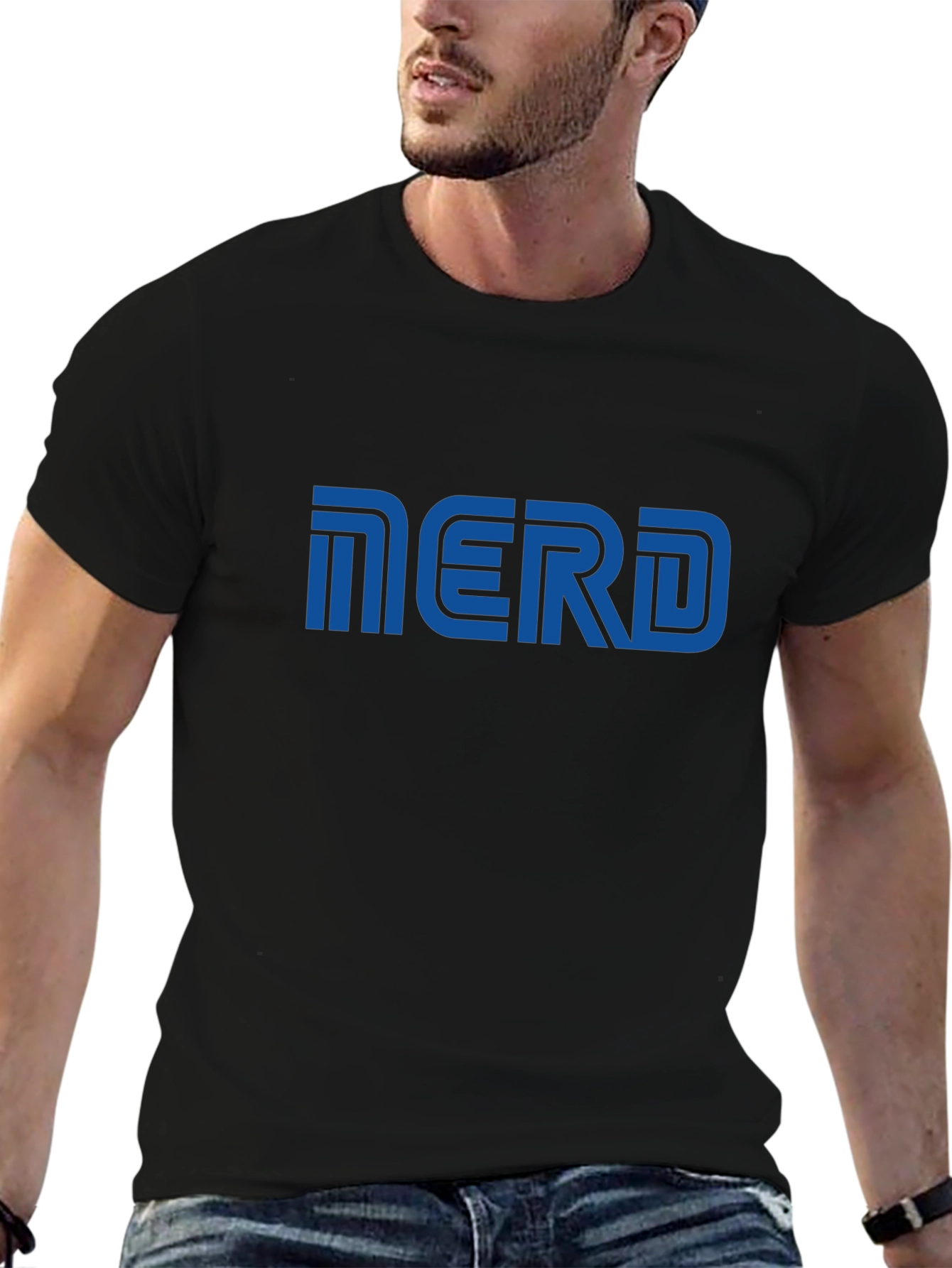 Nerd Graphic T-Shirt - Blue Print on Black
