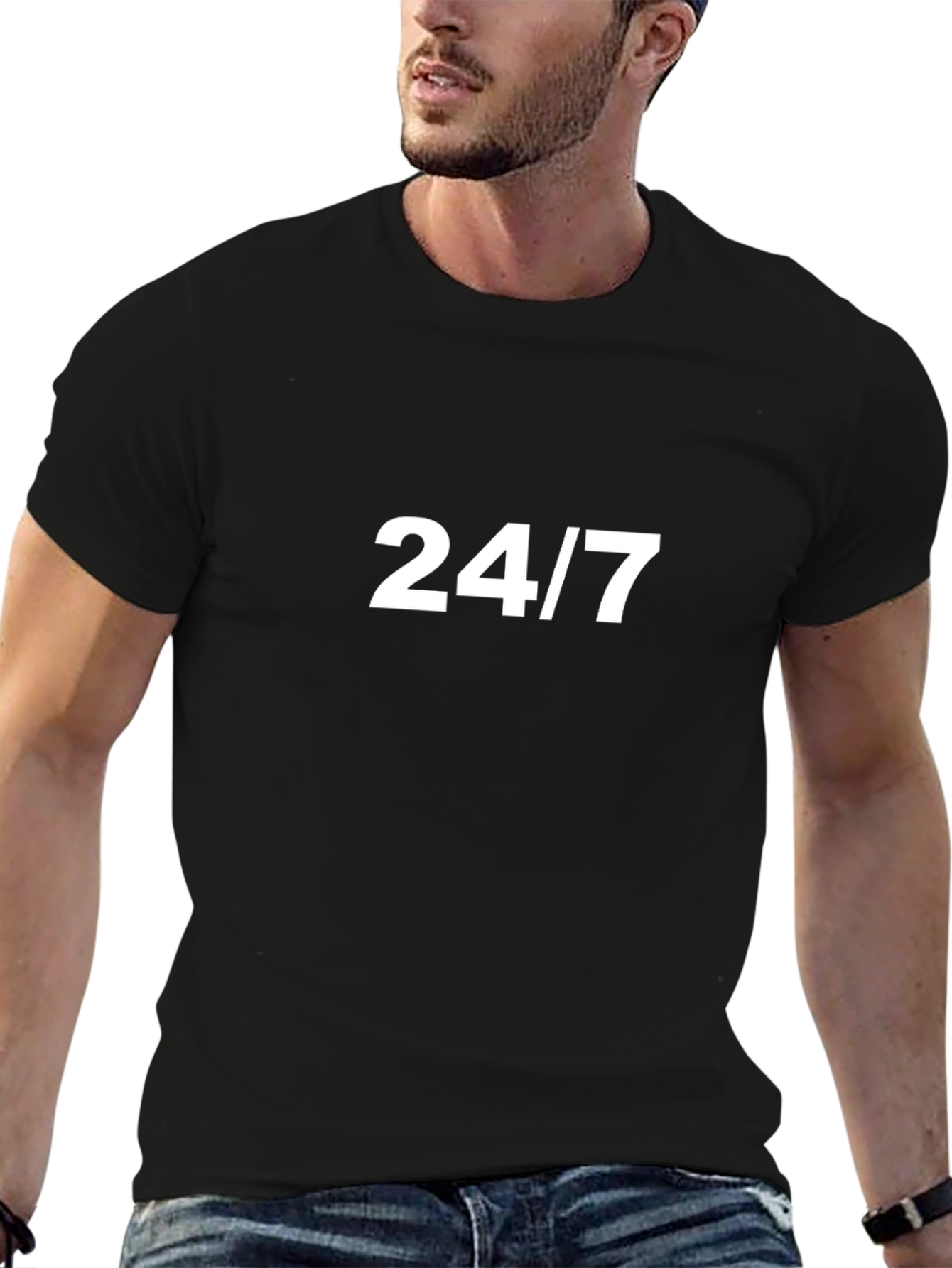 24/7 Black Graphic Tee