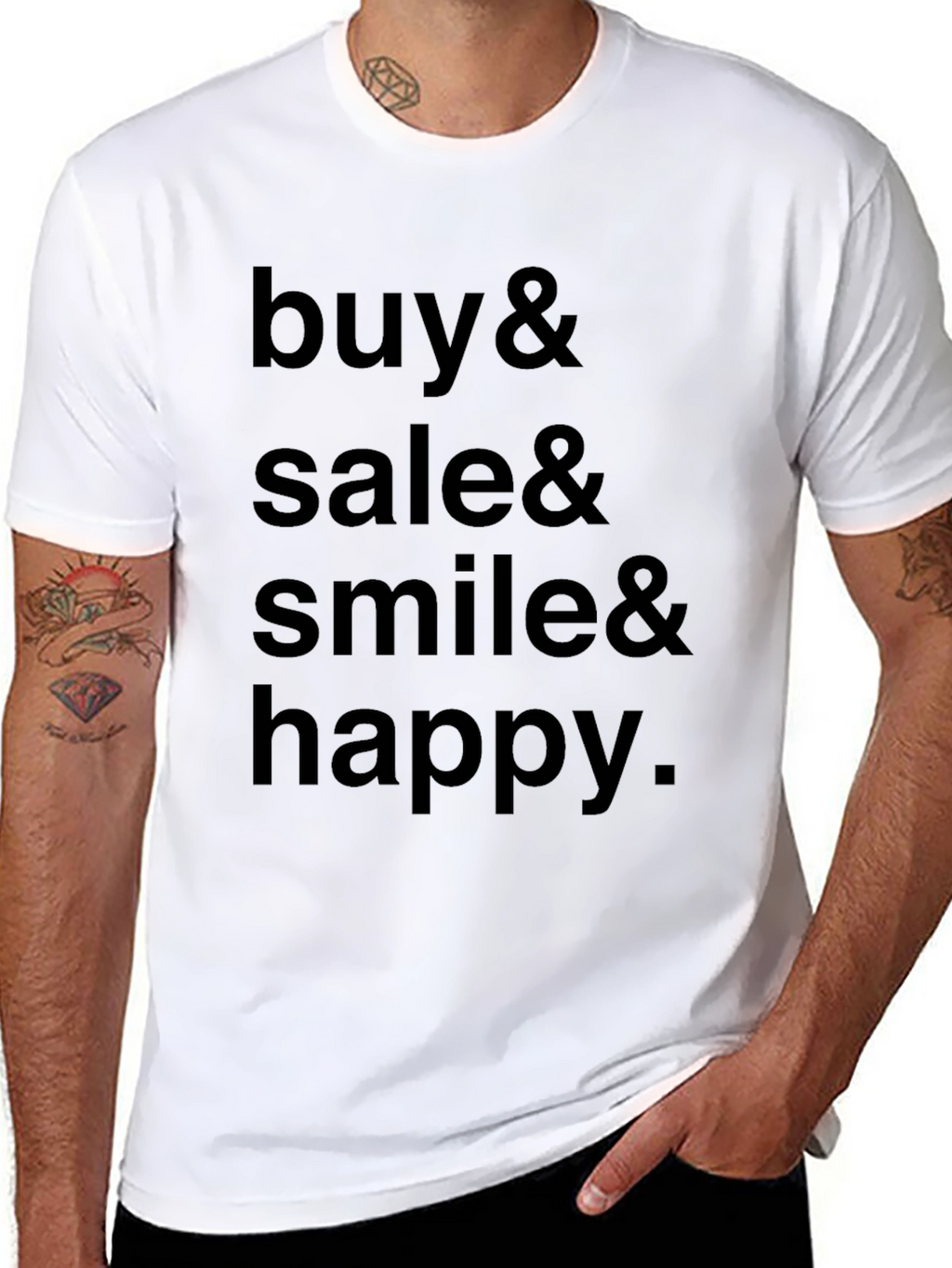 Buy Sale Smile Happy Black T-Shirt