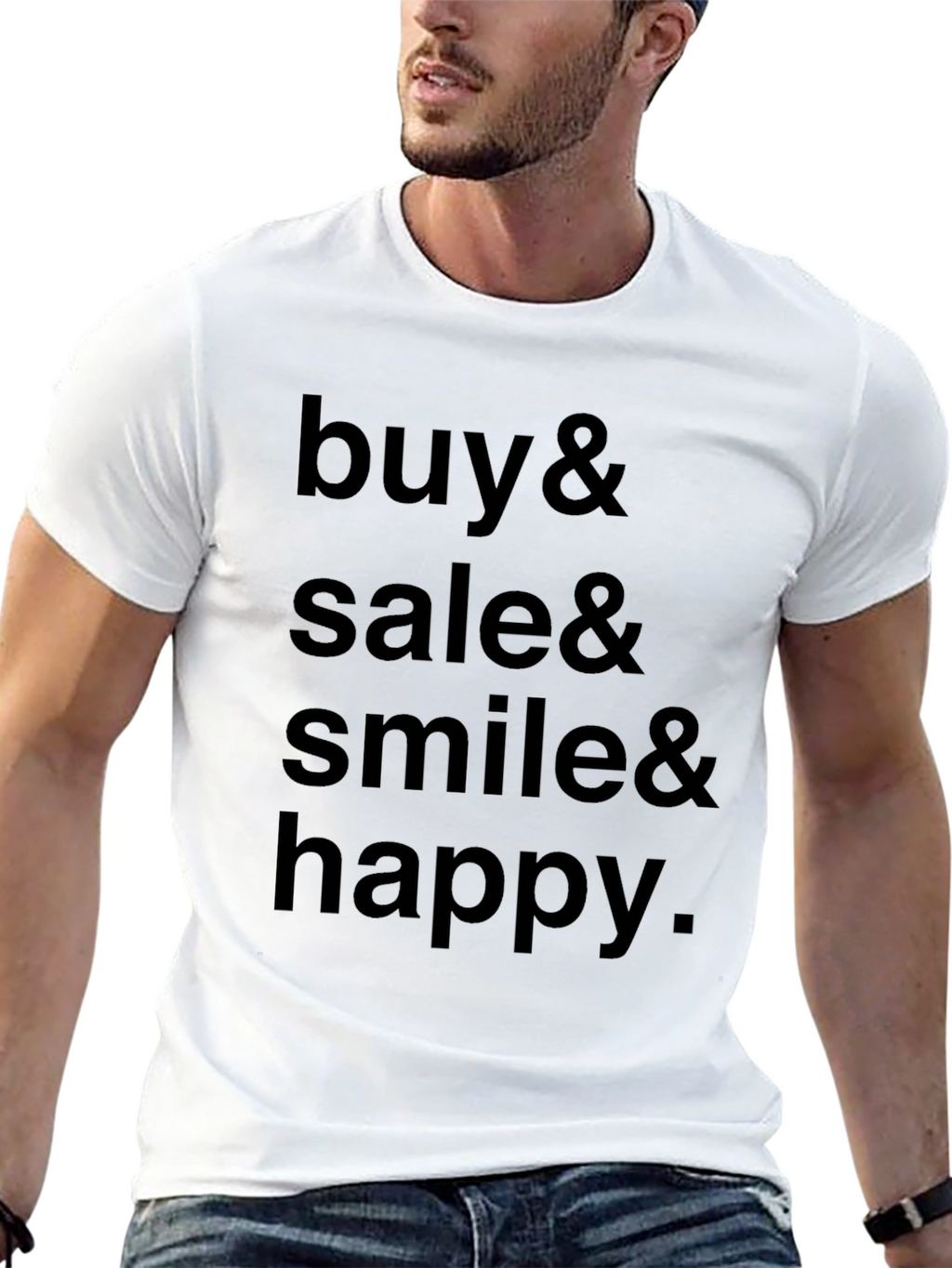 Buy Sale Smile Happy Black T-Shirt