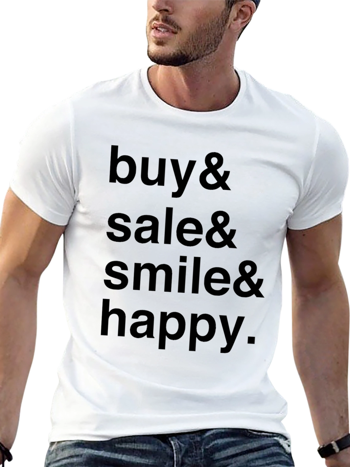 Buy Sale Smile Happy Black T-Shirt