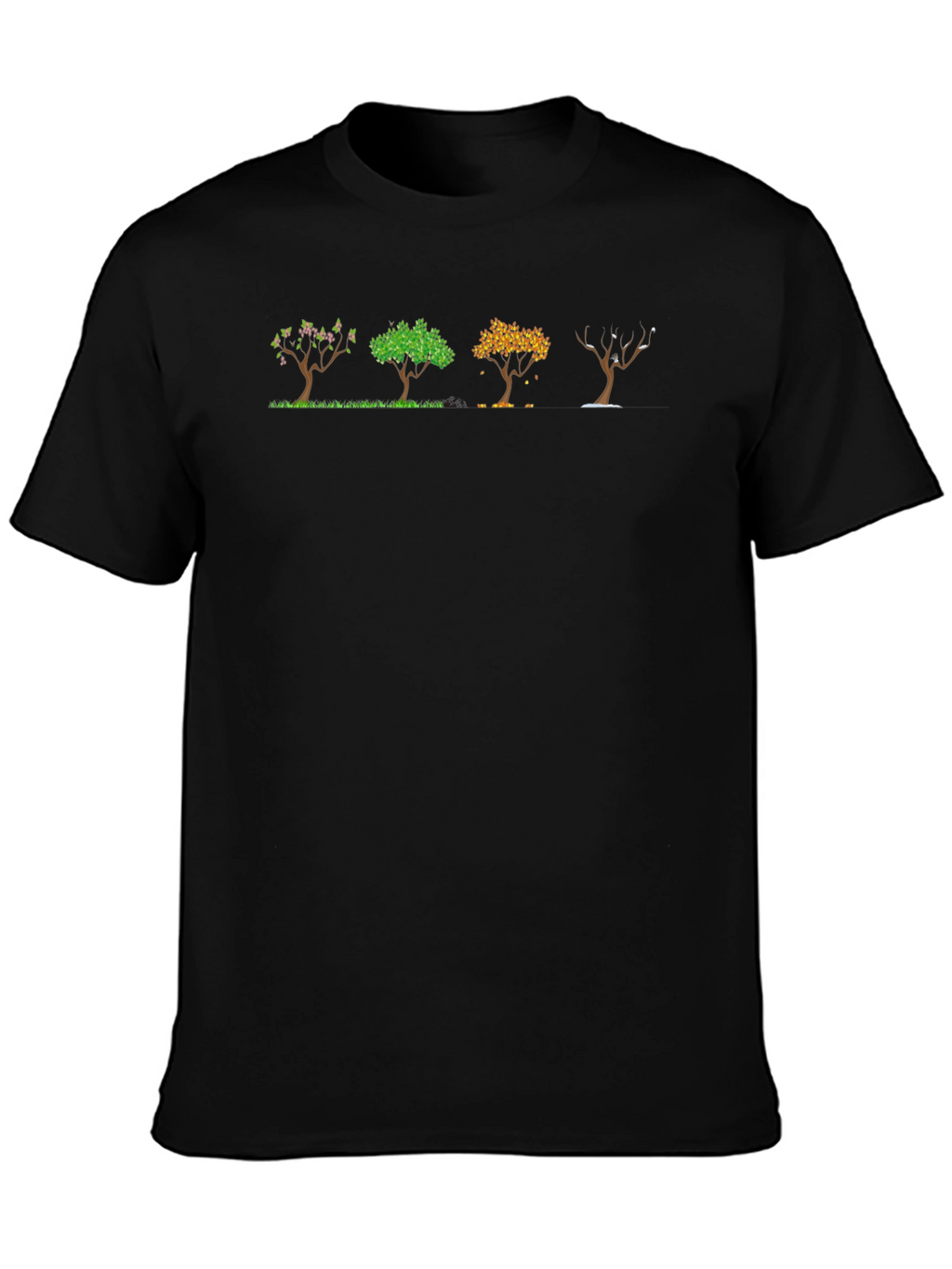 Four Seasons Tree Black T-Shirt