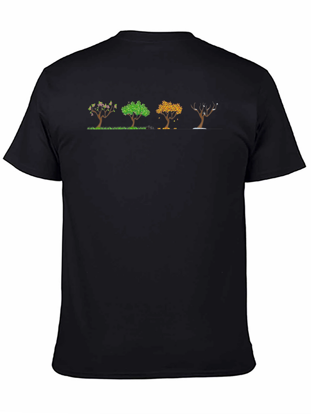 Four Seasons Tree Black T-Shirt