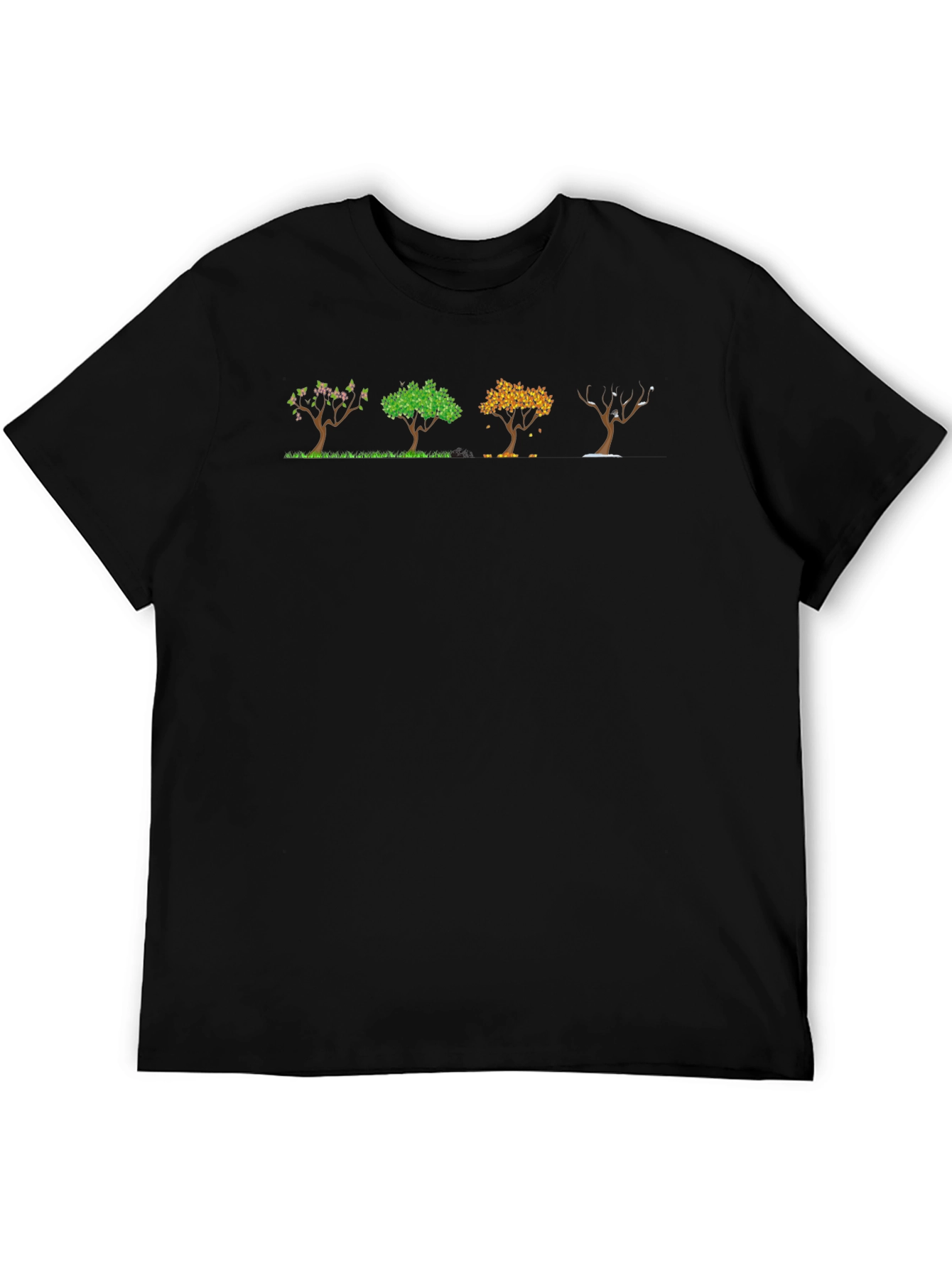 Four Seasons Tree Black T-Shirt