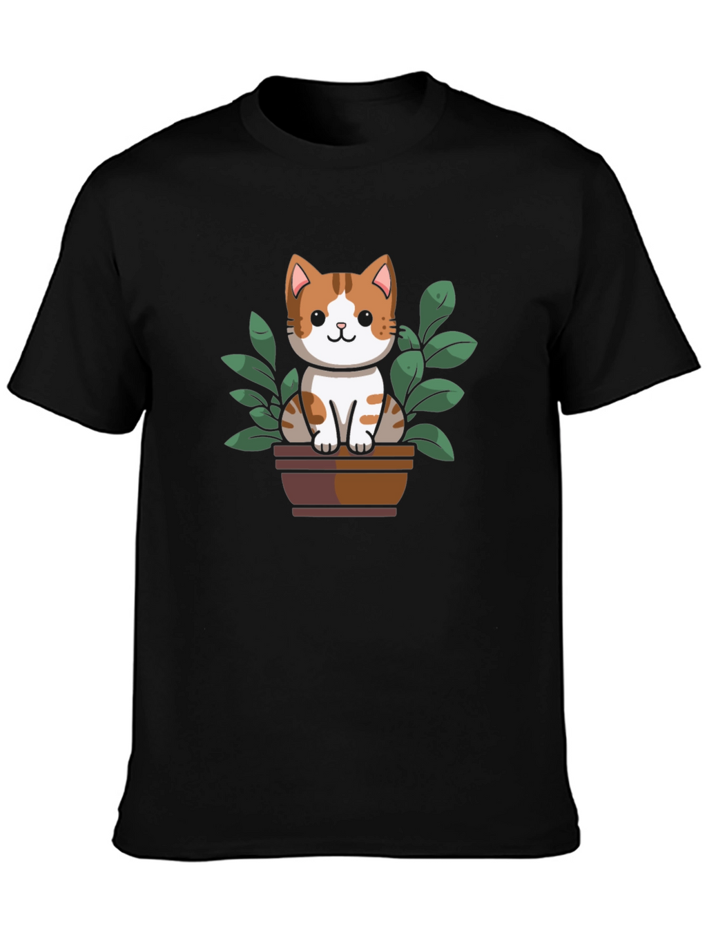 Cute Cat Plant Pot Graphic Tee