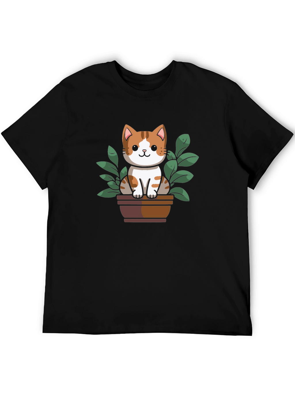 Cute Cat Plant Pot Graphic Tee