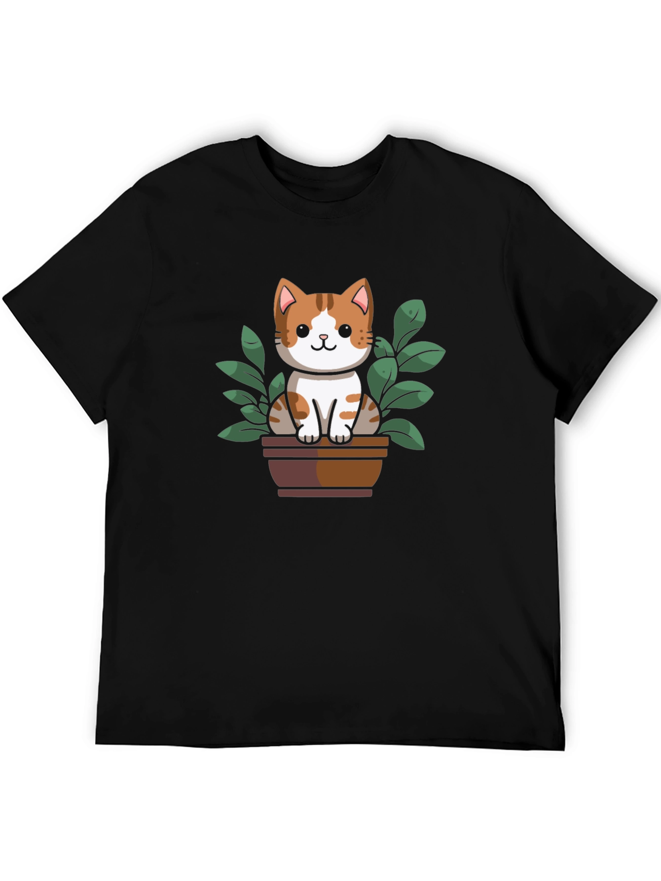 Cute Cat Plant Pot Graphic Tee