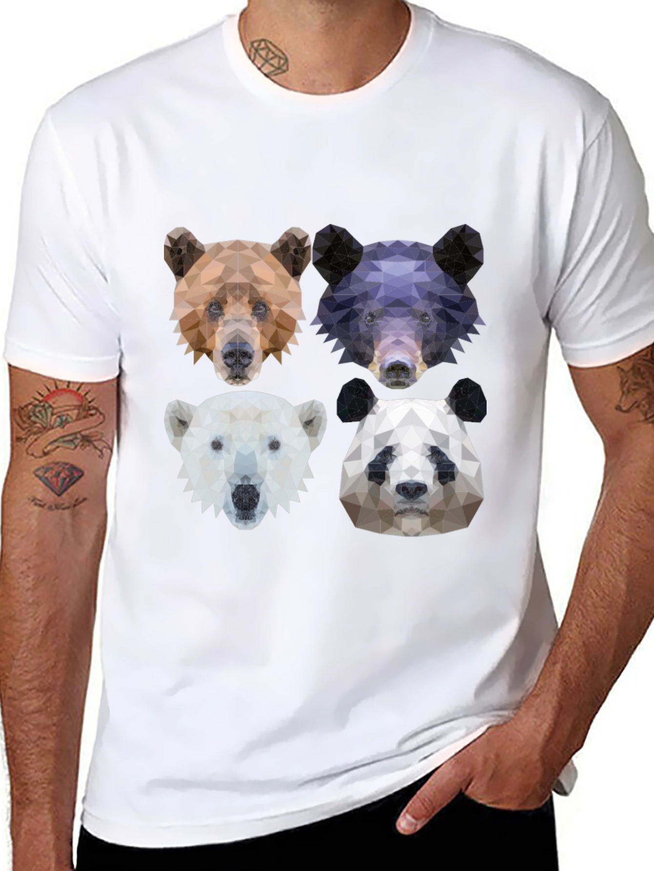 Geometric Bear Graphic T-Shirt - Animal Lover Tee