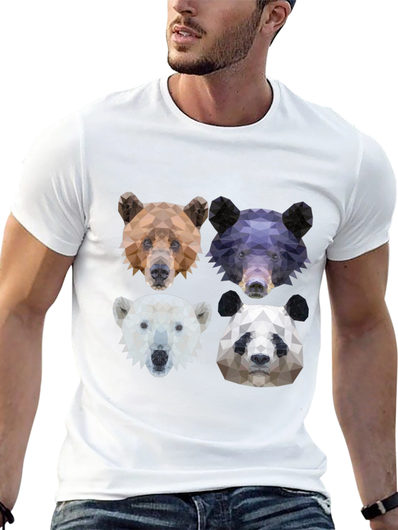 Geometric Bear Graphic T-Shirt - Animal Lover Tee