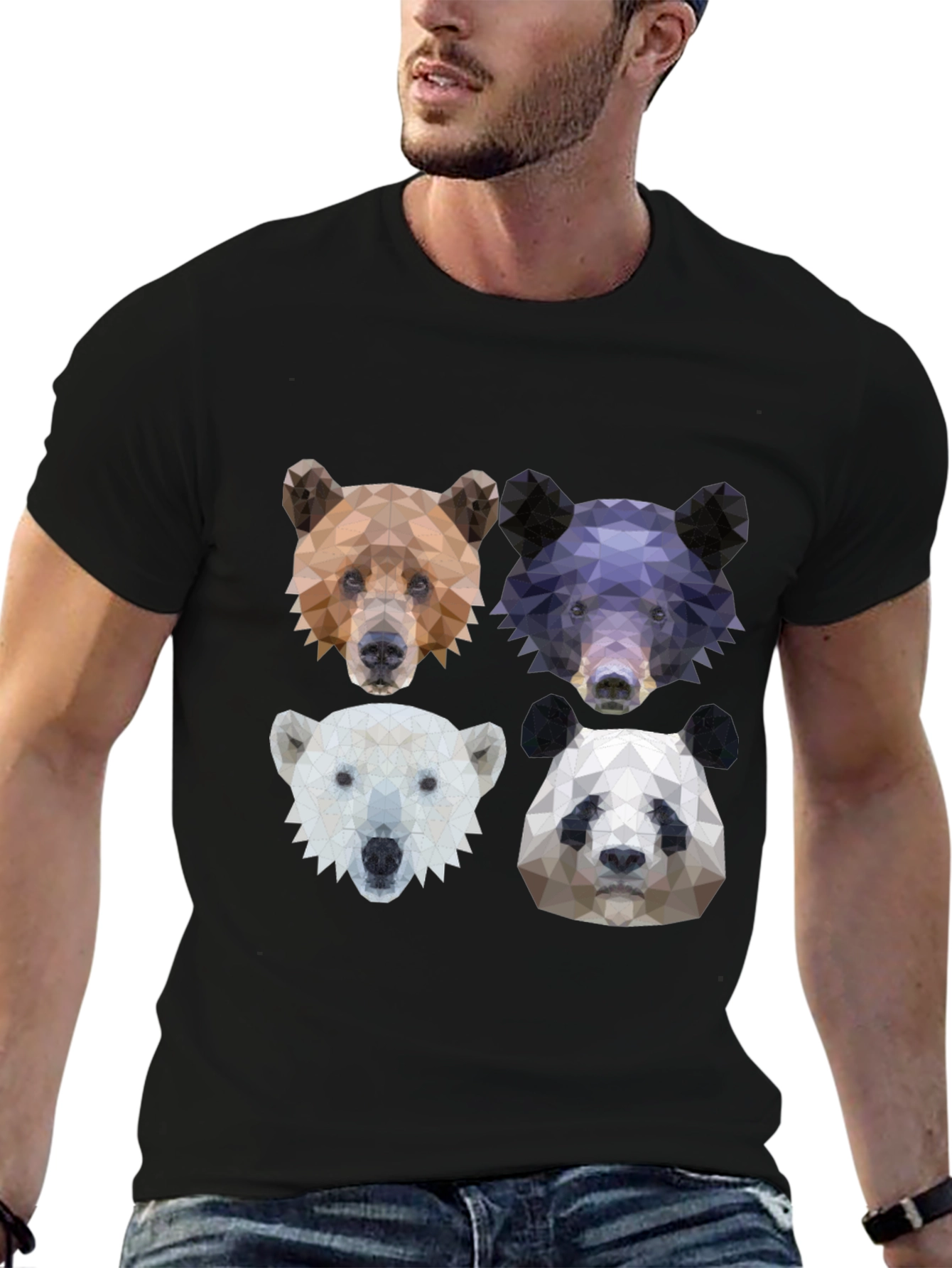 Geometric Bear Graphic T-Shirt - Animal Lover Tee