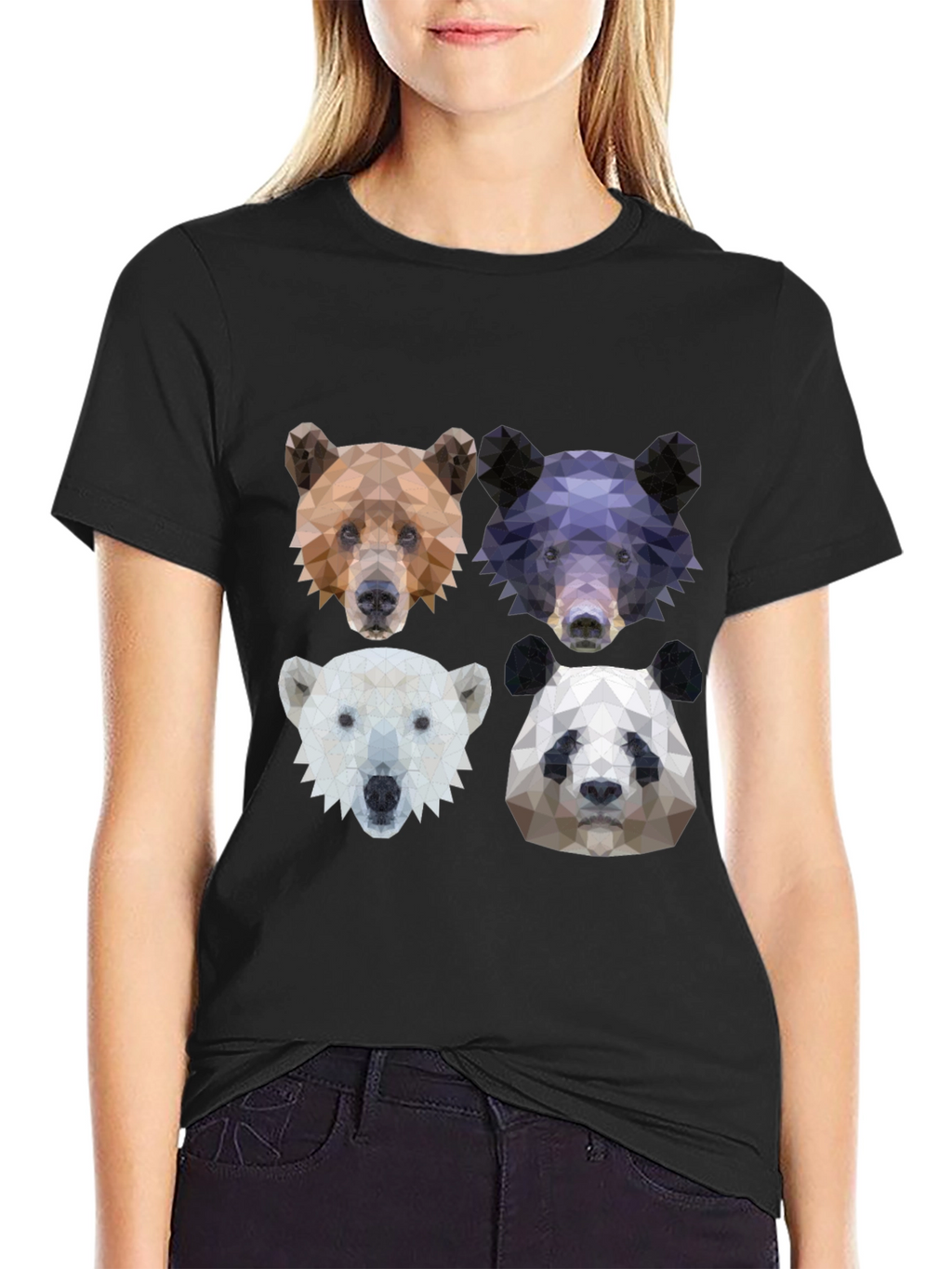 Geometric Bear Graphic T-Shirt - Animal Lover Tee