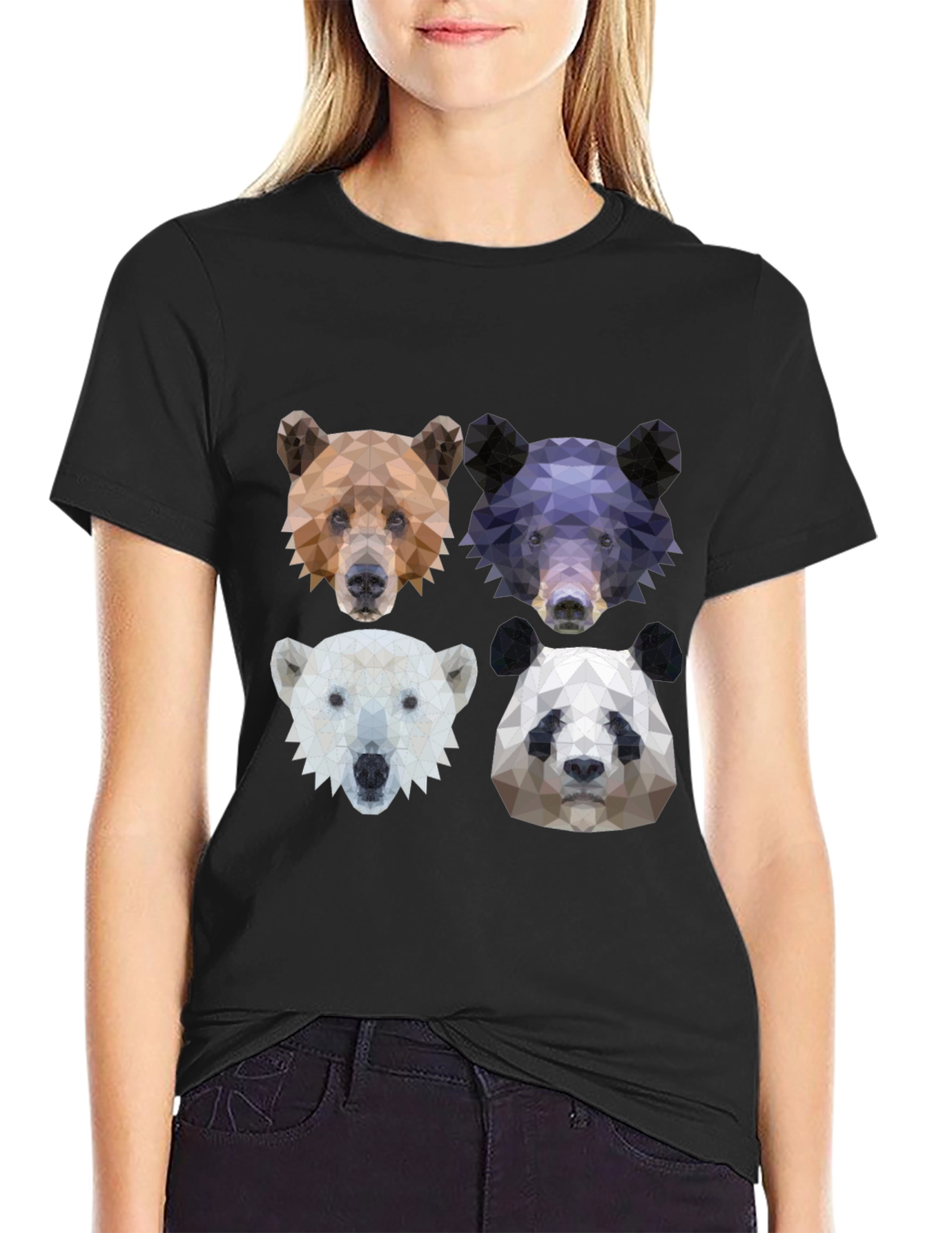 Geometric Bear Graphic T-Shirt - Animal Lover Tee