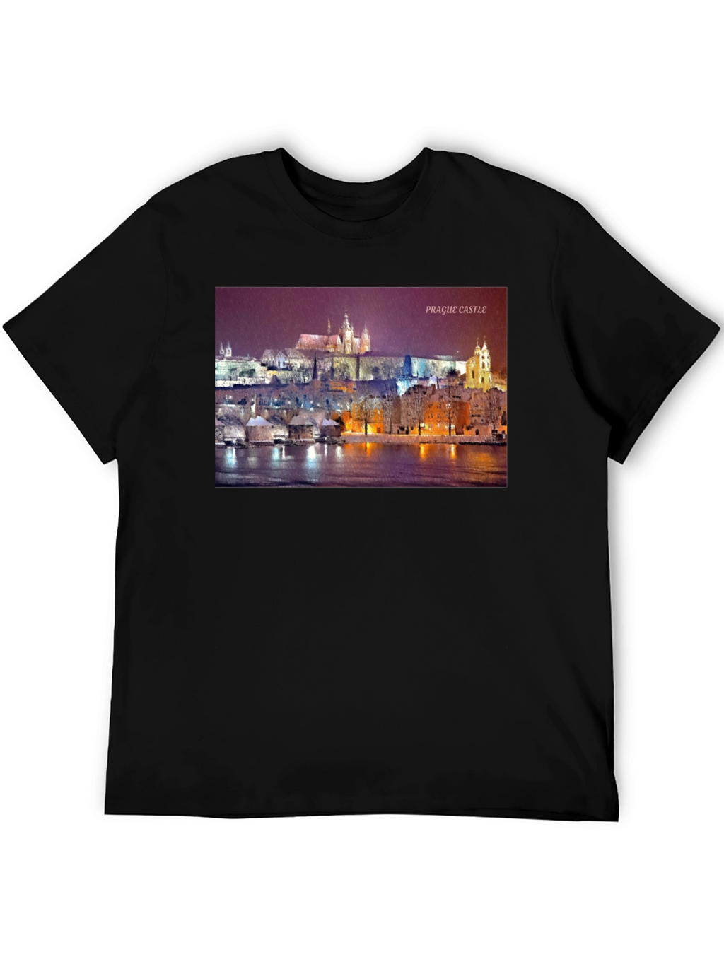 Prague Castle Graphic Tee - Black Crew Neck
