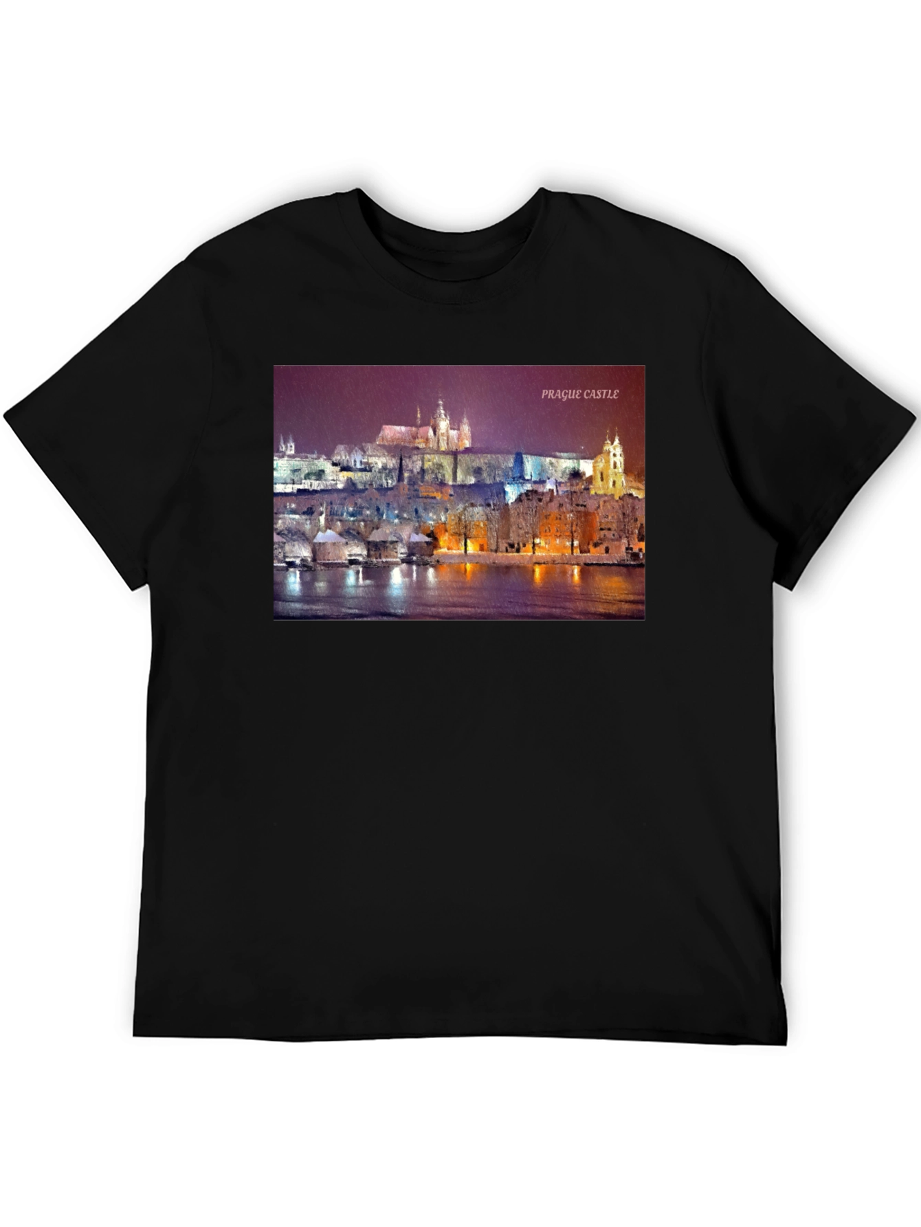 Prague Castle Graphic Tee - Black Crew Neck
