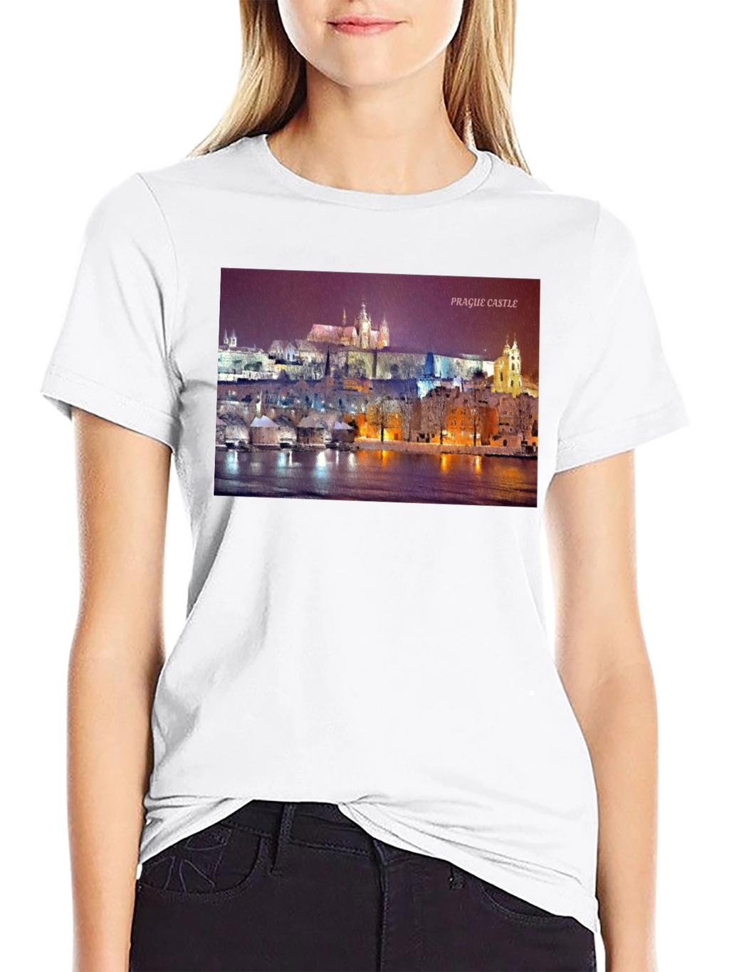 Prague Castle Graphic Tee - Black Crew Neck