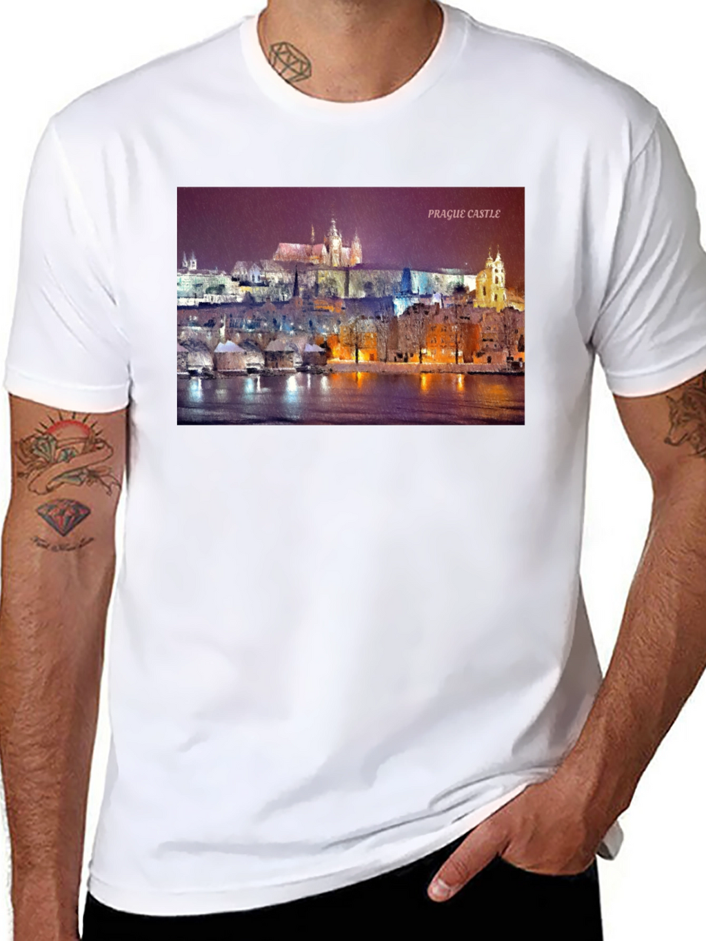 Prague Castle Graphic Tee - Black Crew Neck