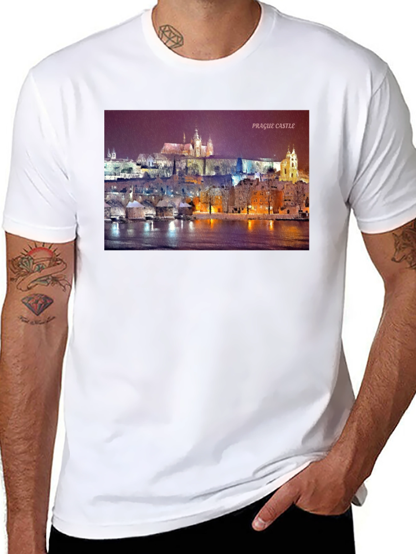Prague Castle Graphic Tee - Black Crew Neck