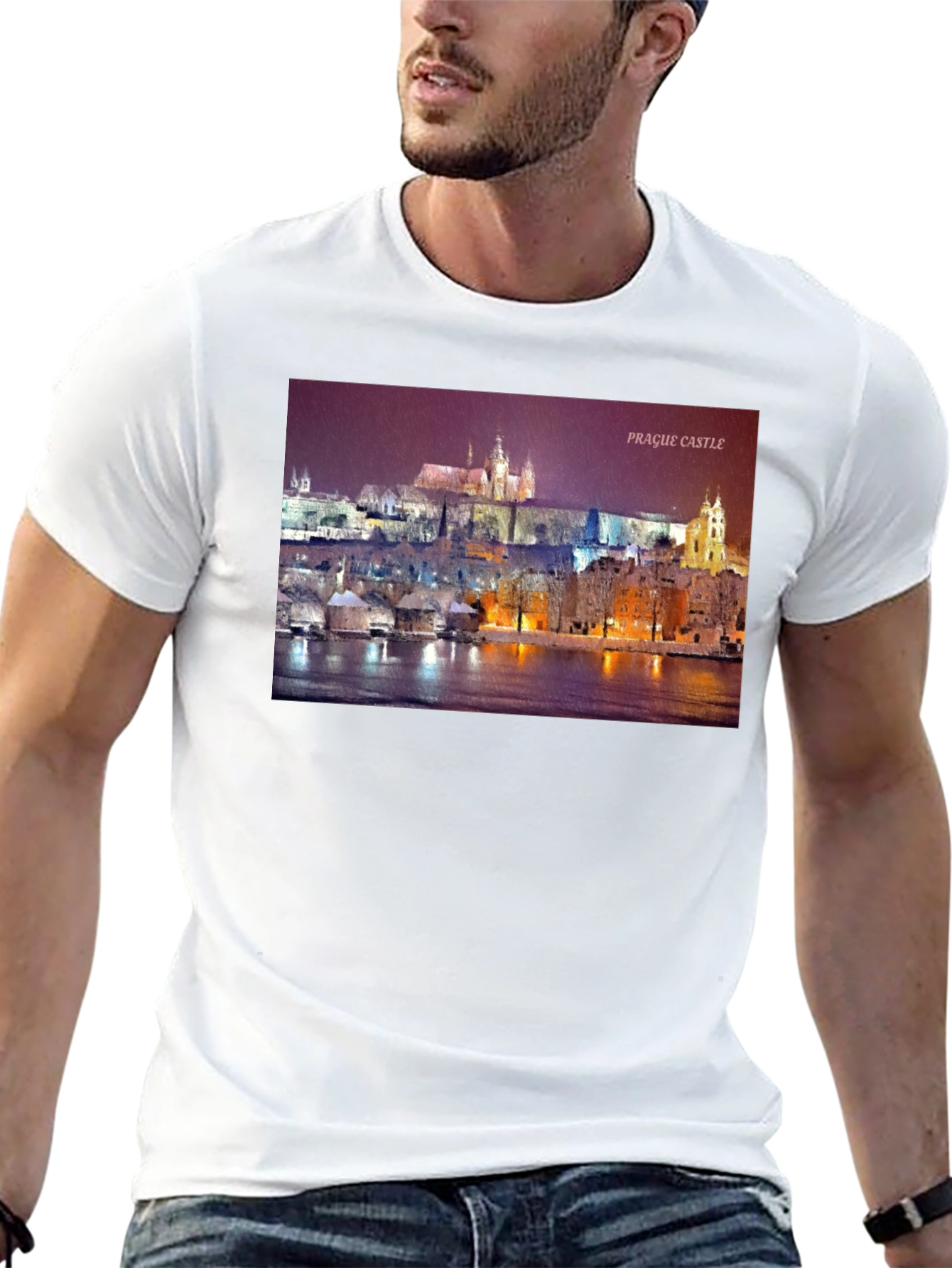 Prague Castle Graphic Tee - Black Crew Neck