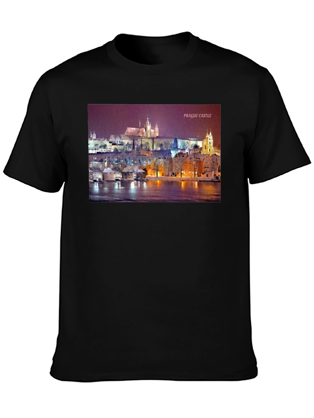 Prague Castle Graphic Tee - Black Crew Neck