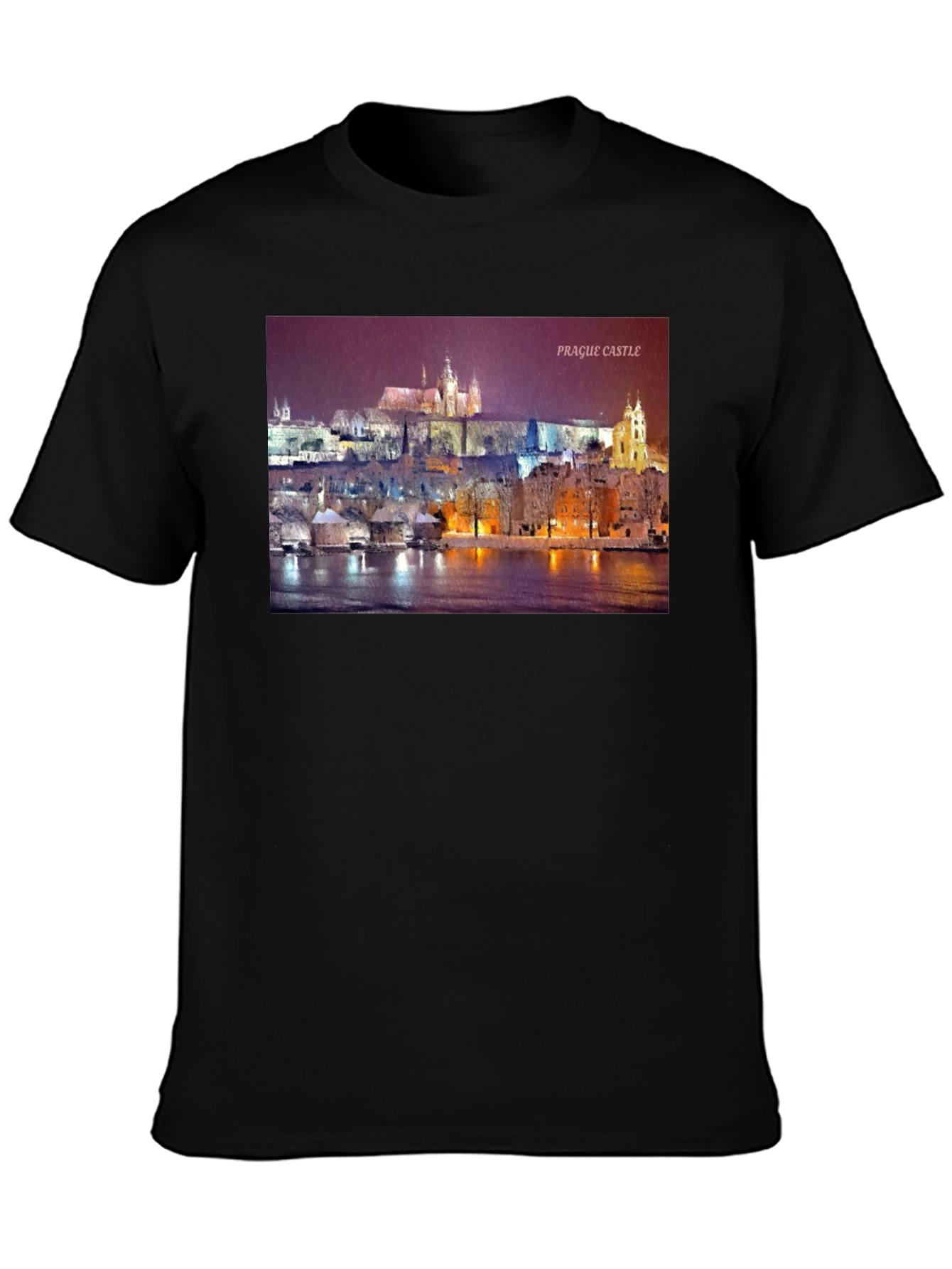 Prague Castle Graphic Tee - Black Crew Neck