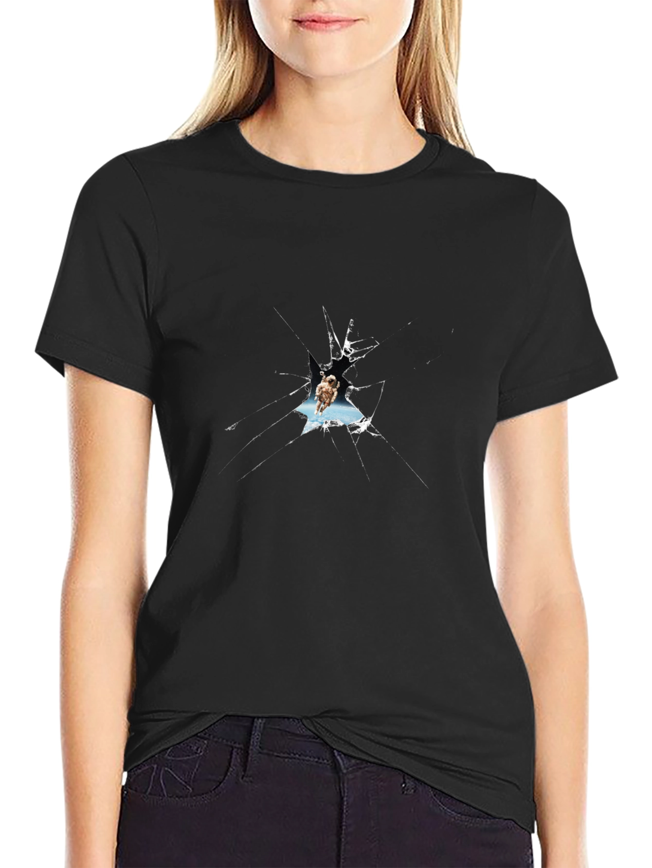Shattered Glass Owl Graphic Black T-Shirt