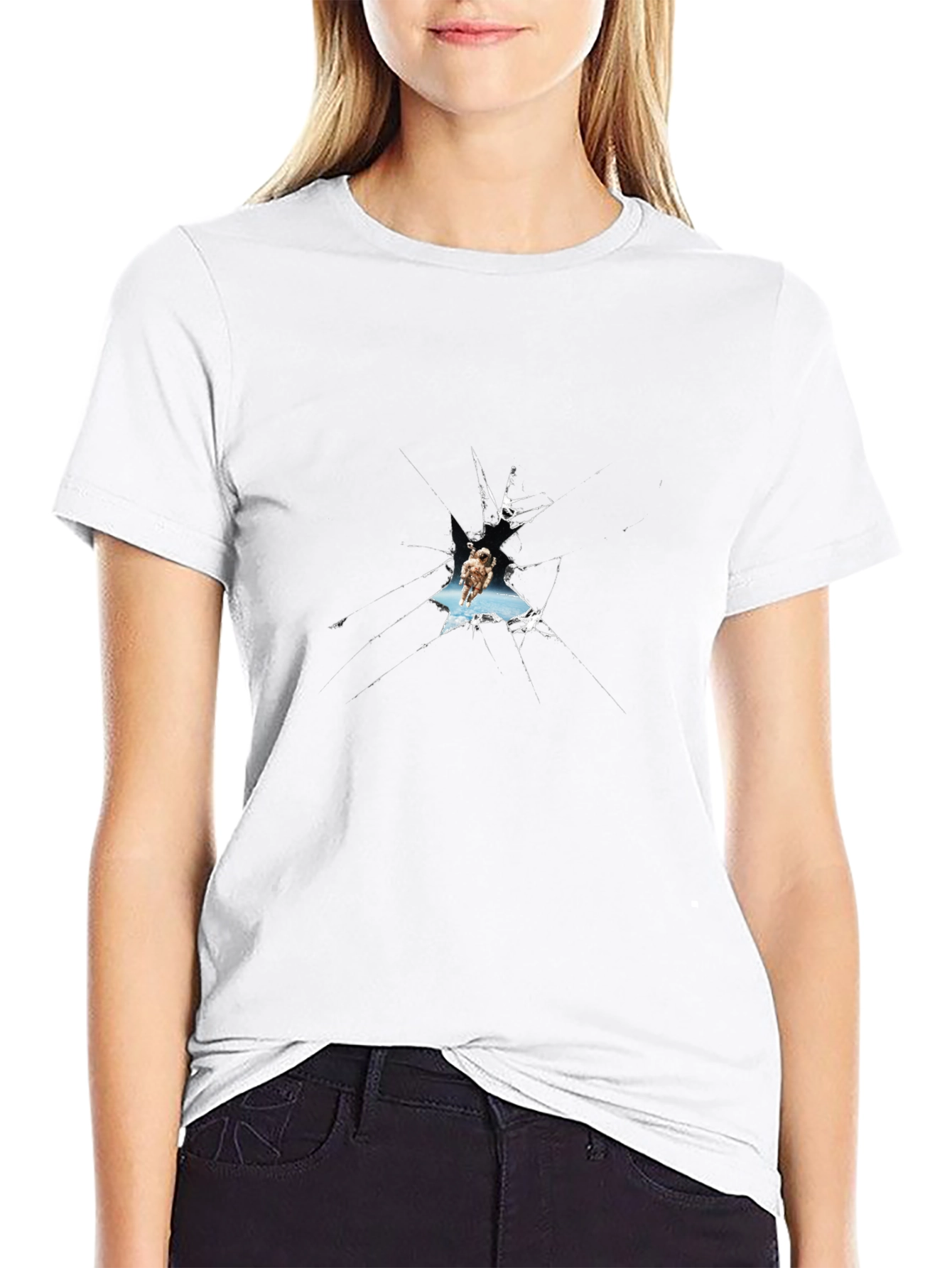 Shattered Glass Owl Graphic Black T-Shirt