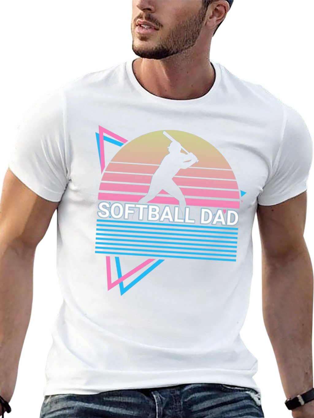 Softball Dad Retro Graphic T-Shirt
