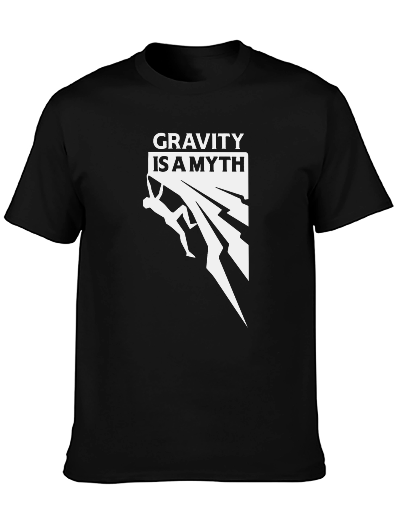 Gravity is a Myth Climbing Graphic Tee - Black