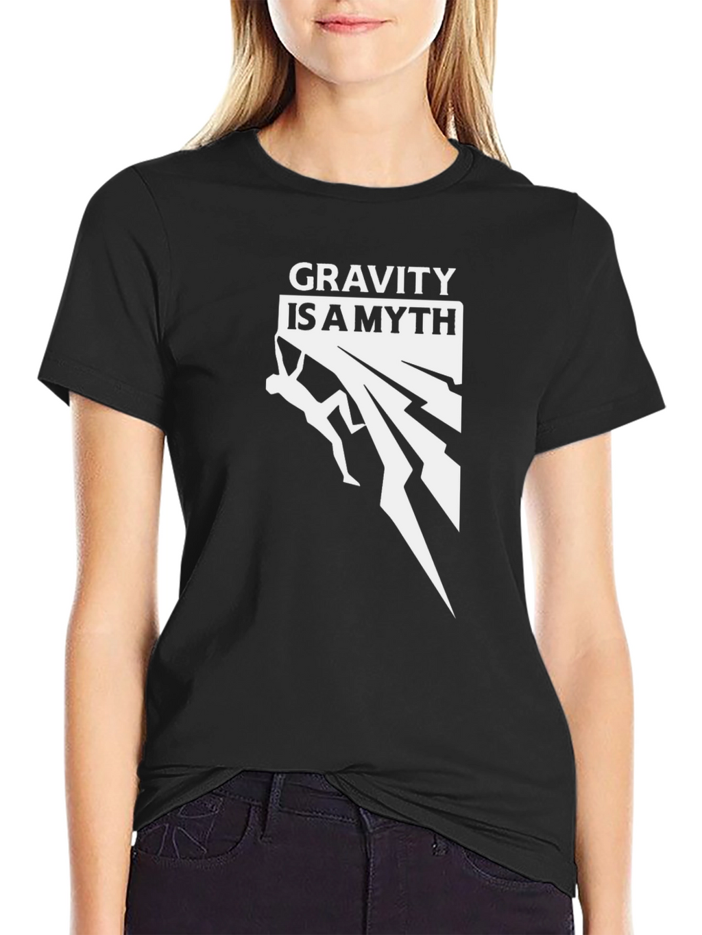 Gravity is a Myth Climbing Graphic Tee - Black
