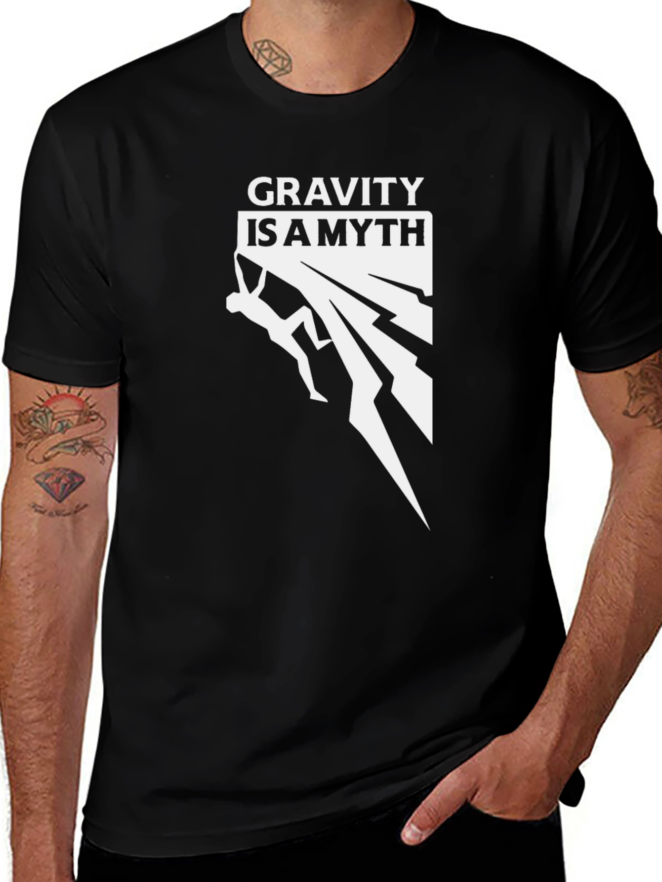 Gravity is a Myth Climbing Graphic Tee - Black