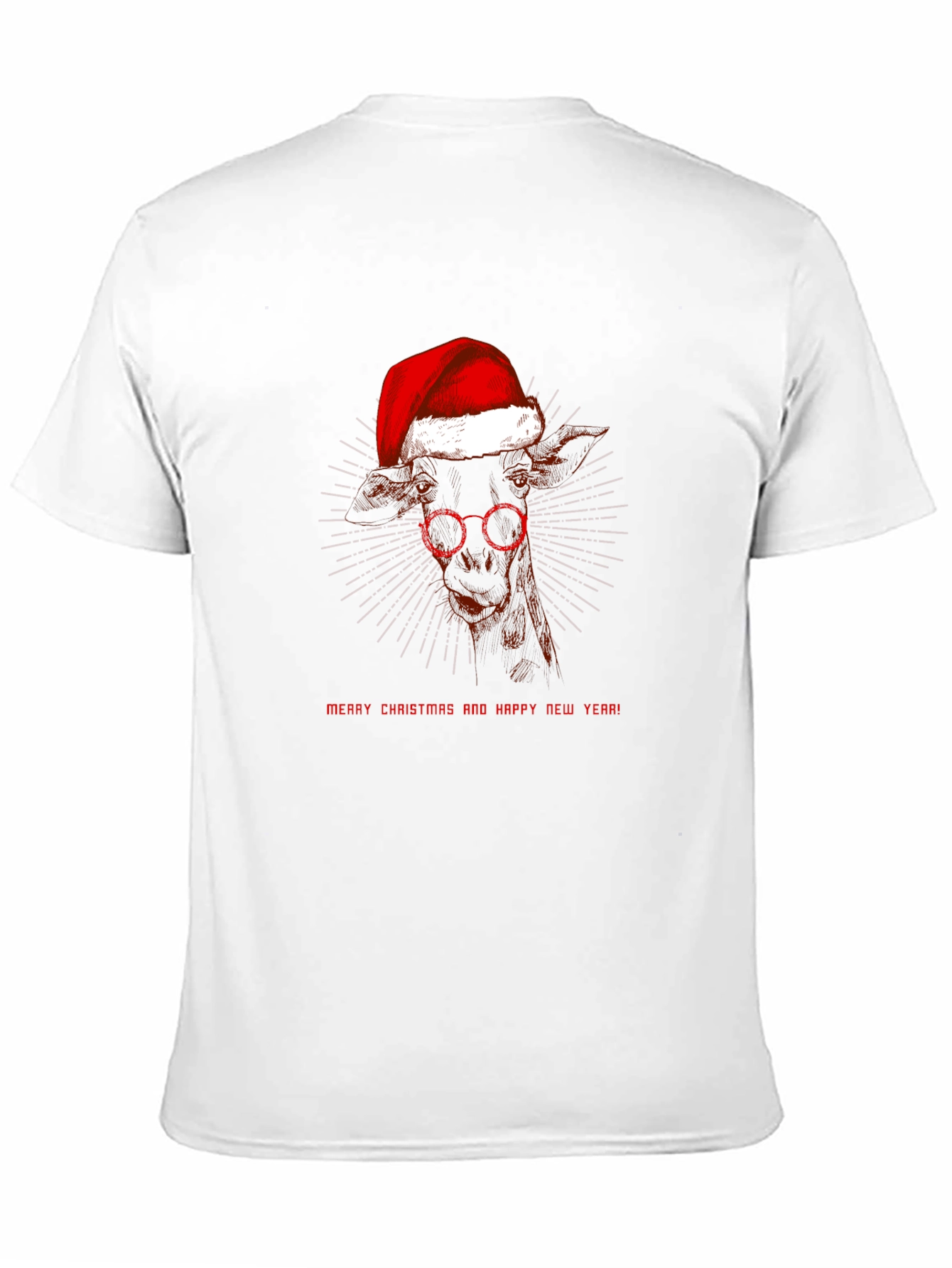 Festive Giraffe T-Shirt: Merry Christmas & Happy New Year