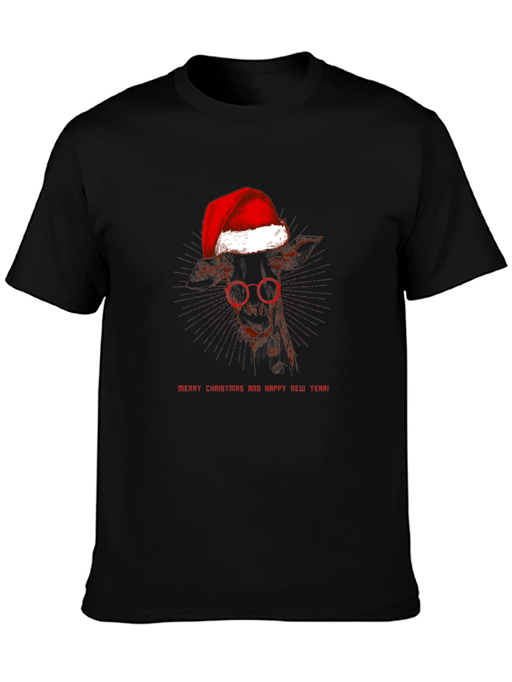 Festive Giraffe T-Shirt: Merry Christmas & Happy New Year