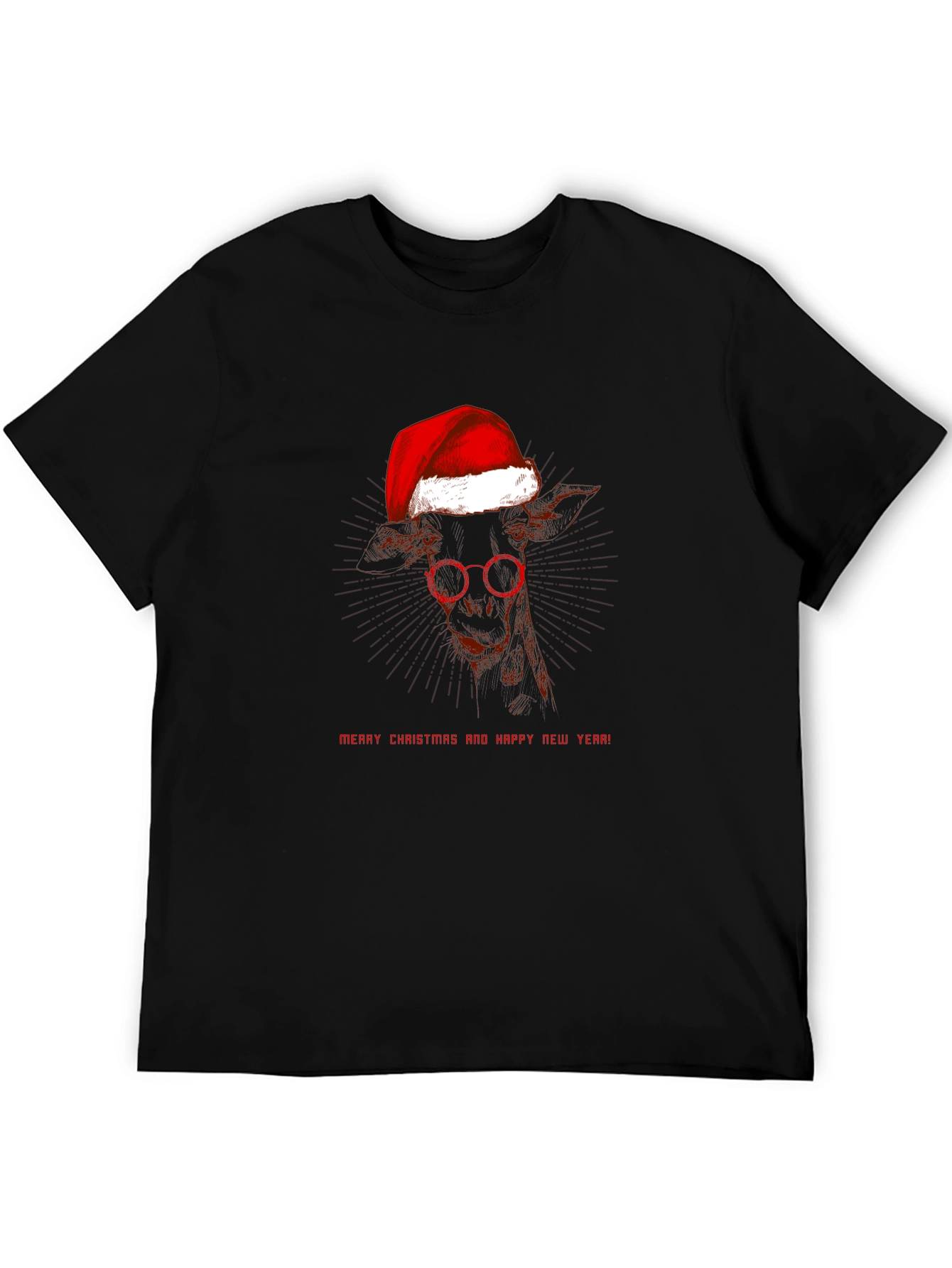 Festive Giraffe T-Shirt: Merry Christmas & Happy New Year