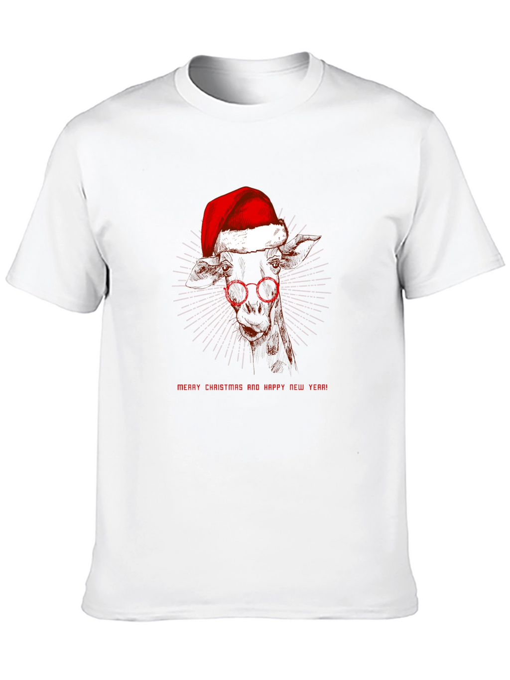 Festive Giraffe T-Shirt: Merry Christmas & Happy New Year
