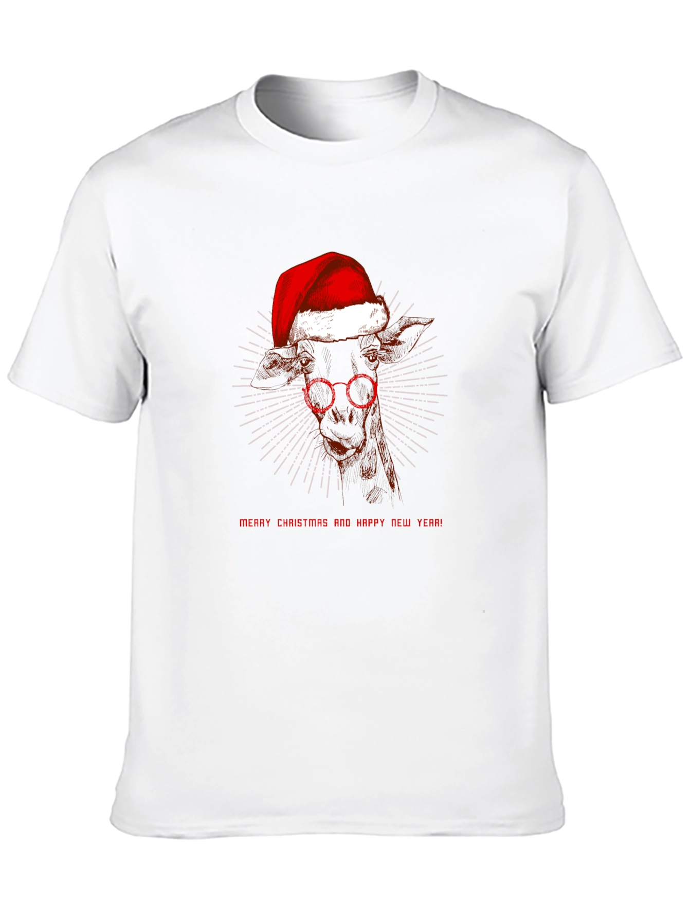 Festive Giraffe T-Shirt: Merry Christmas & Happy New Year