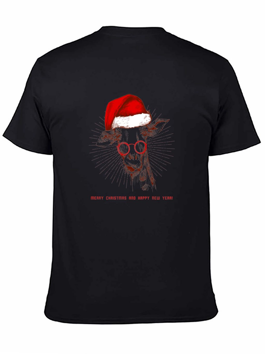 Festive Giraffe T-Shirt: Merry Christmas & Happy New Year
