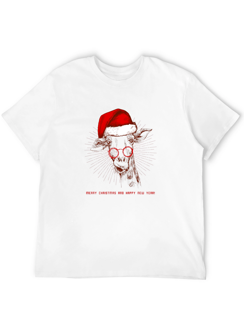 Festive Giraffe T-Shirt: Merry Christmas & Happy New Year