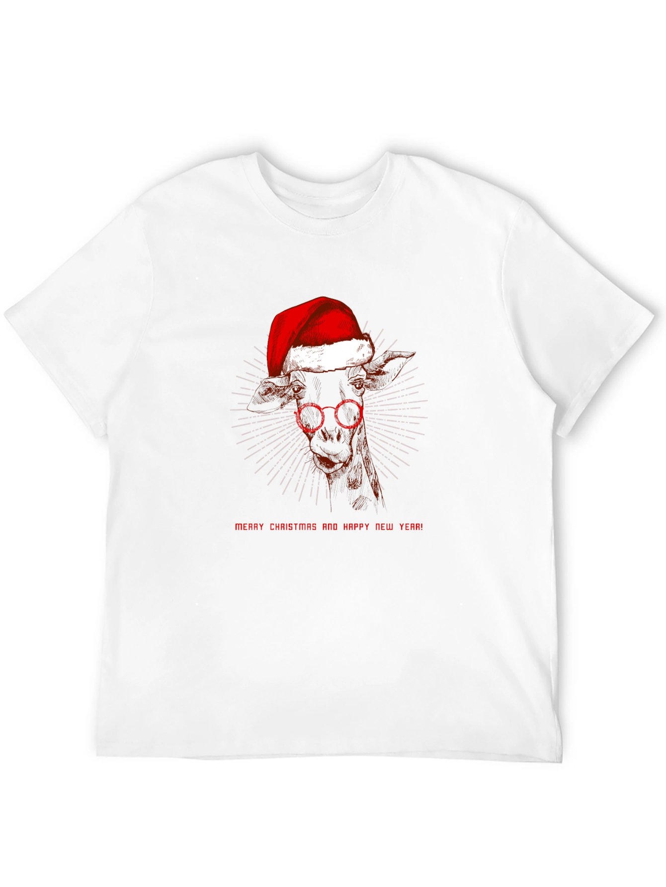 Festive Giraffe T-Shirt: Merry Christmas & Happy New Year